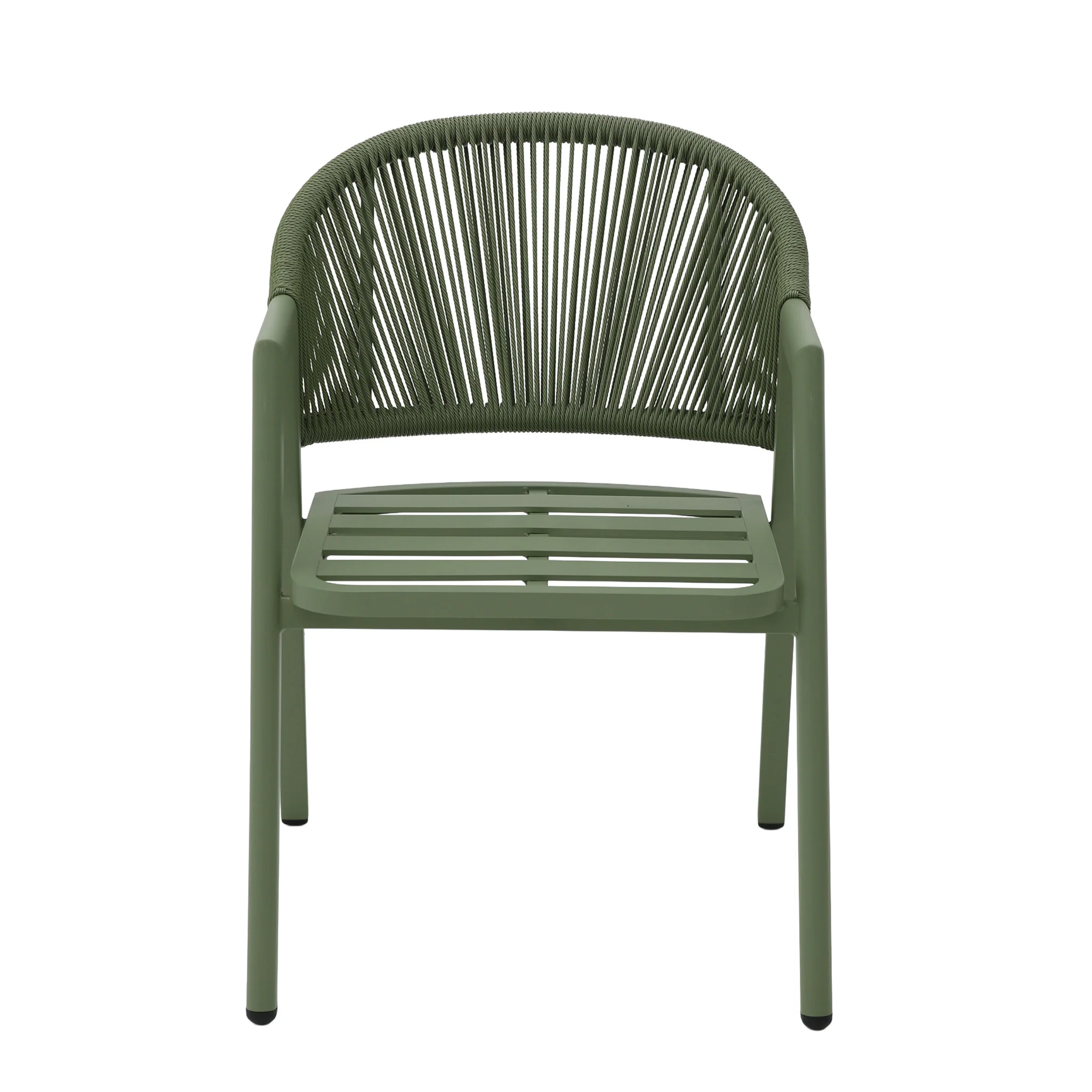 CDC12622-KT Green Rattan Outdoor Dining Chair - Sand Green Cushion (Set of 2) - Image 3