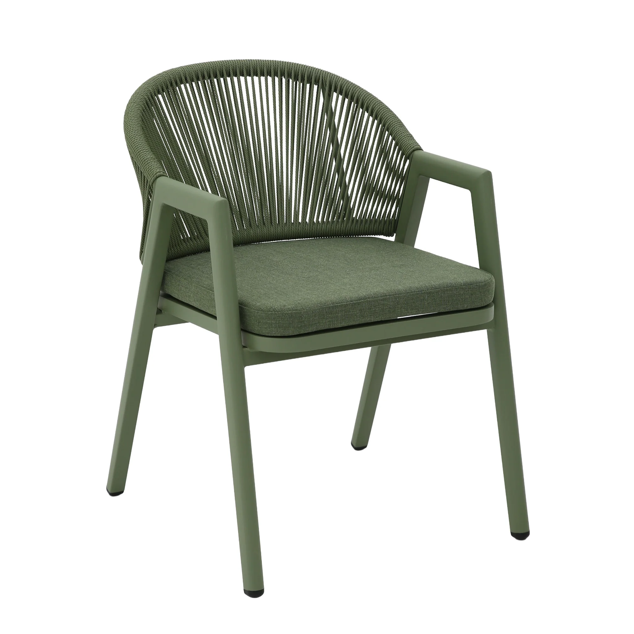 CDC12622-KT Green Rattan Outdoor Dining Chair - Sand Green Cushion (Set of 2) - Image 4
