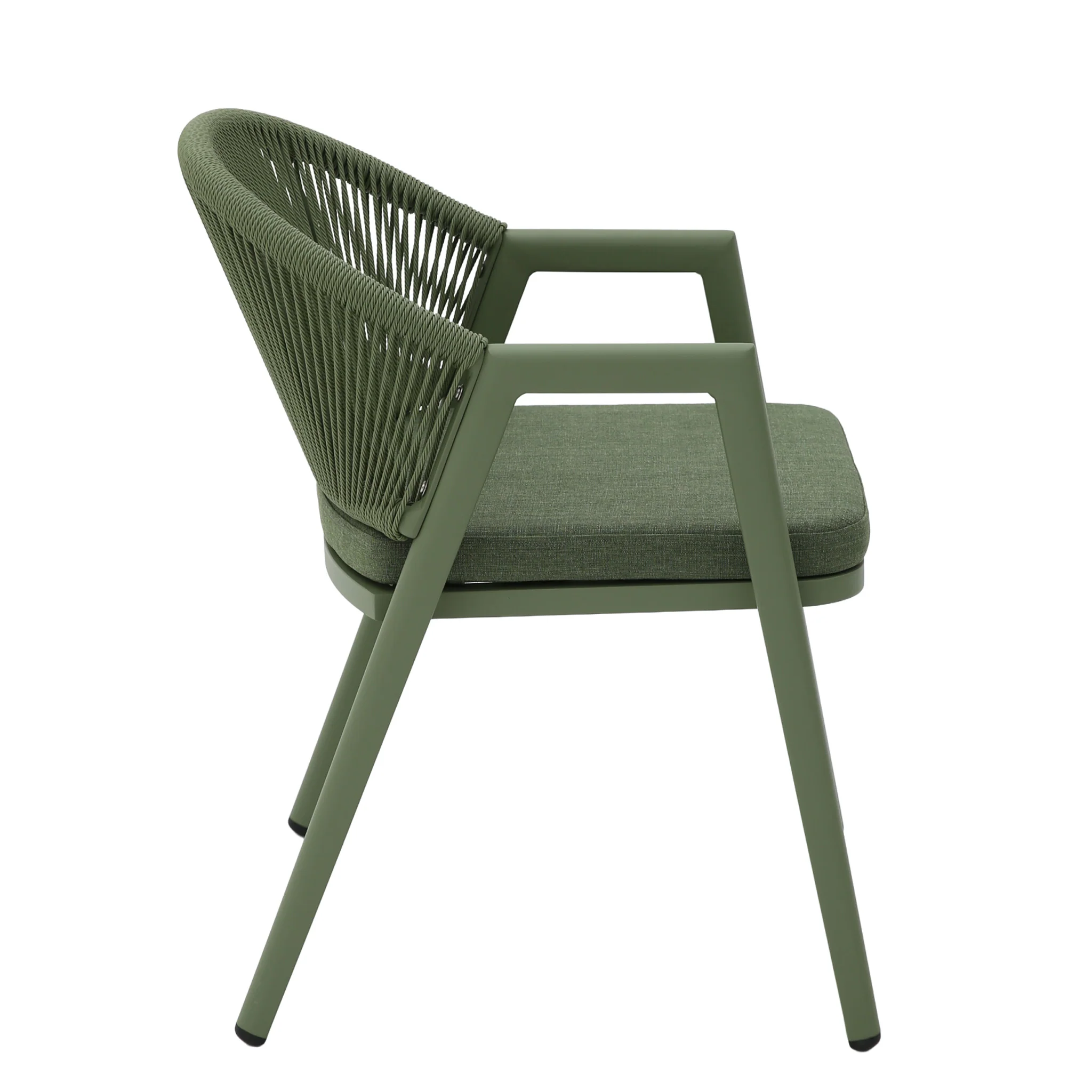 CDC12622-KT Green Rattan Outdoor Dining Chair - Sand Green Cushion (Set of 2) - Image 5