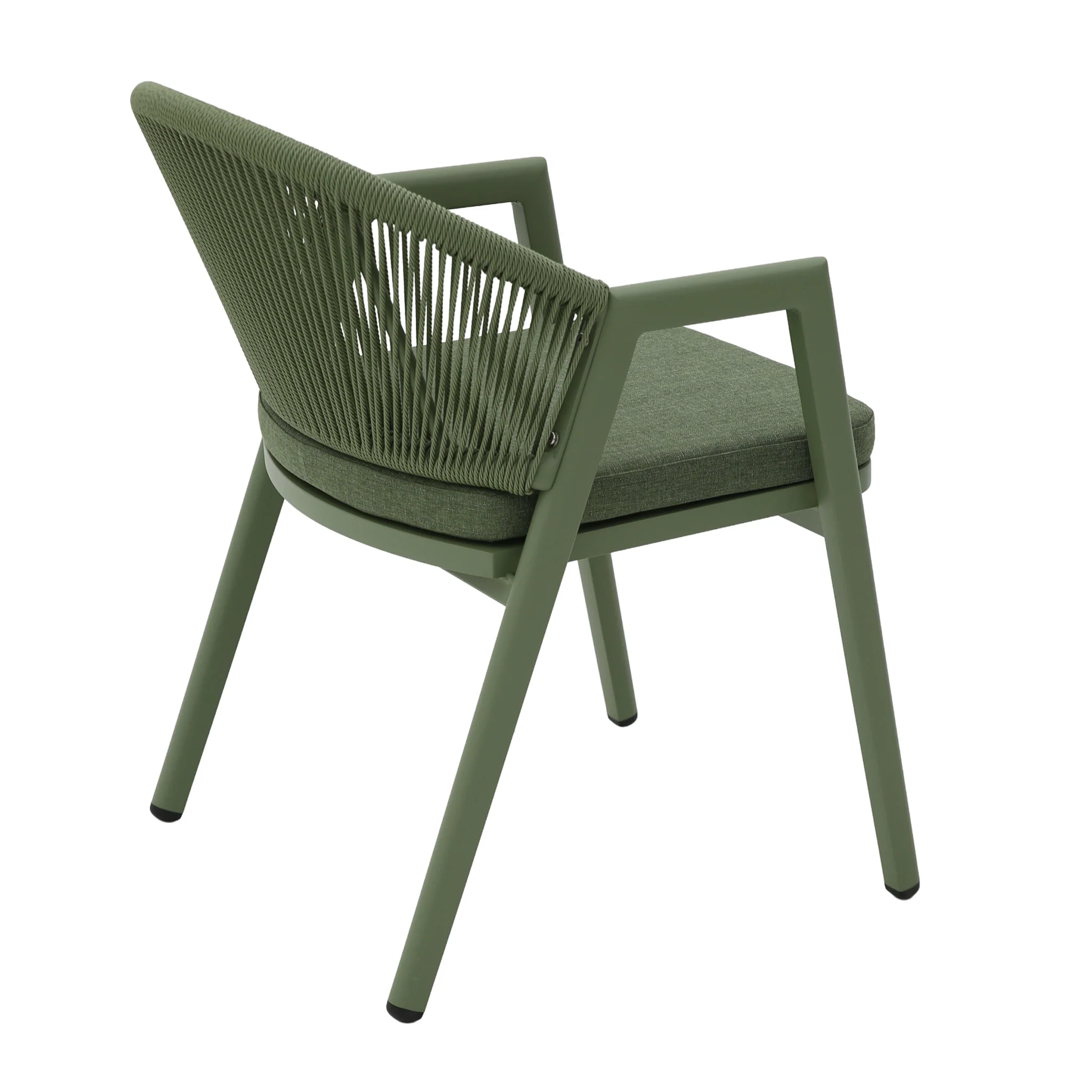 CDC12622-KT Green Rattan Outdoor Dining Chair - Sand Green Cushion (Set of 2) - Image 6