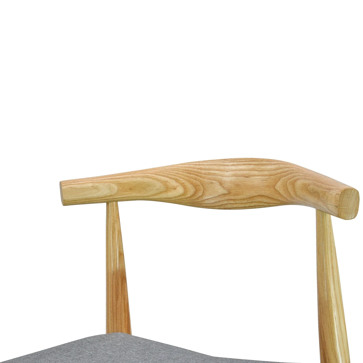 CDC182 Elbow Dining Chair - Natural with Light Grey Fabric Seat (Set of 2) - Image 2