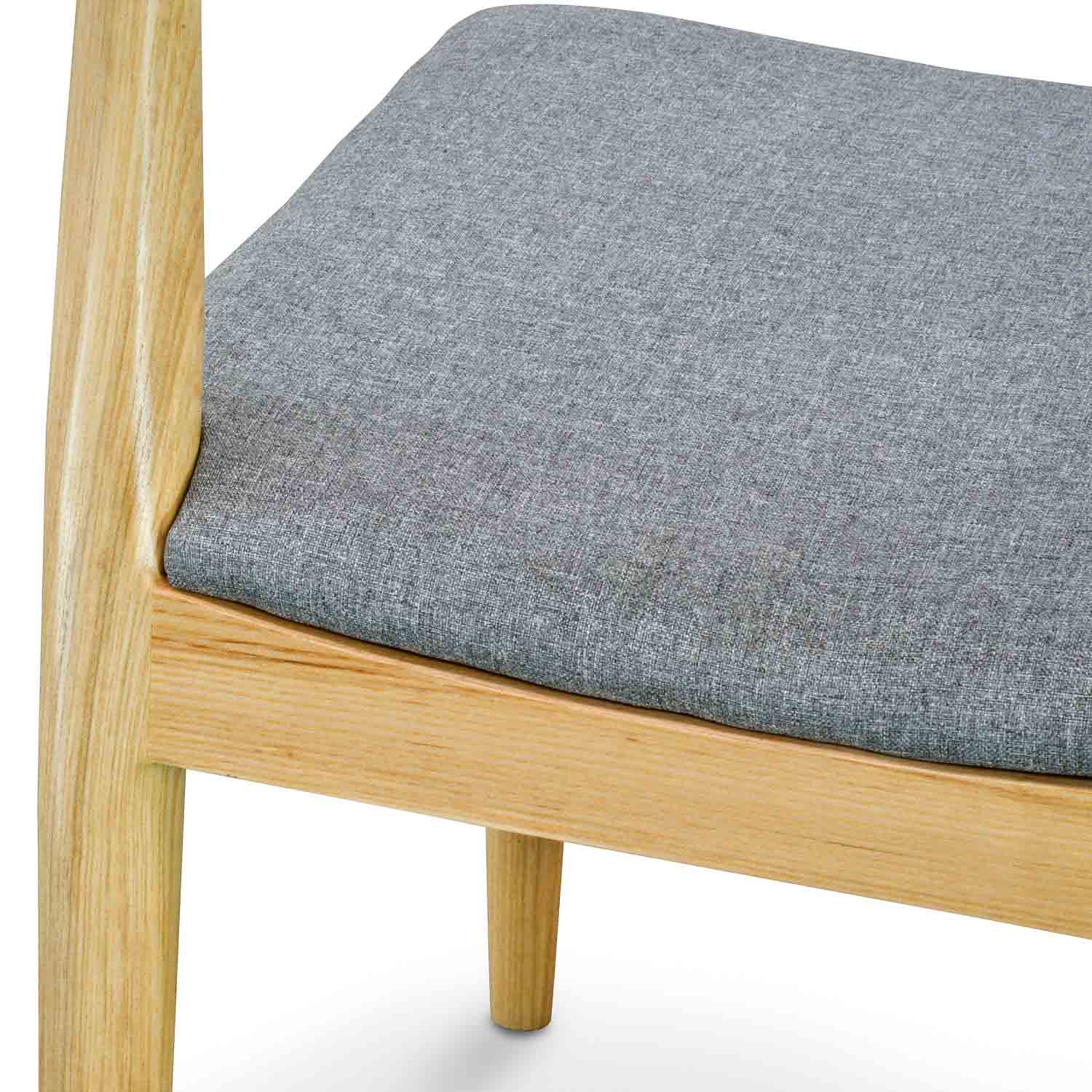 CDC182 Elbow Dining Chair - Natural with Light Grey Fabric Seat (Set of 2) - Image 3