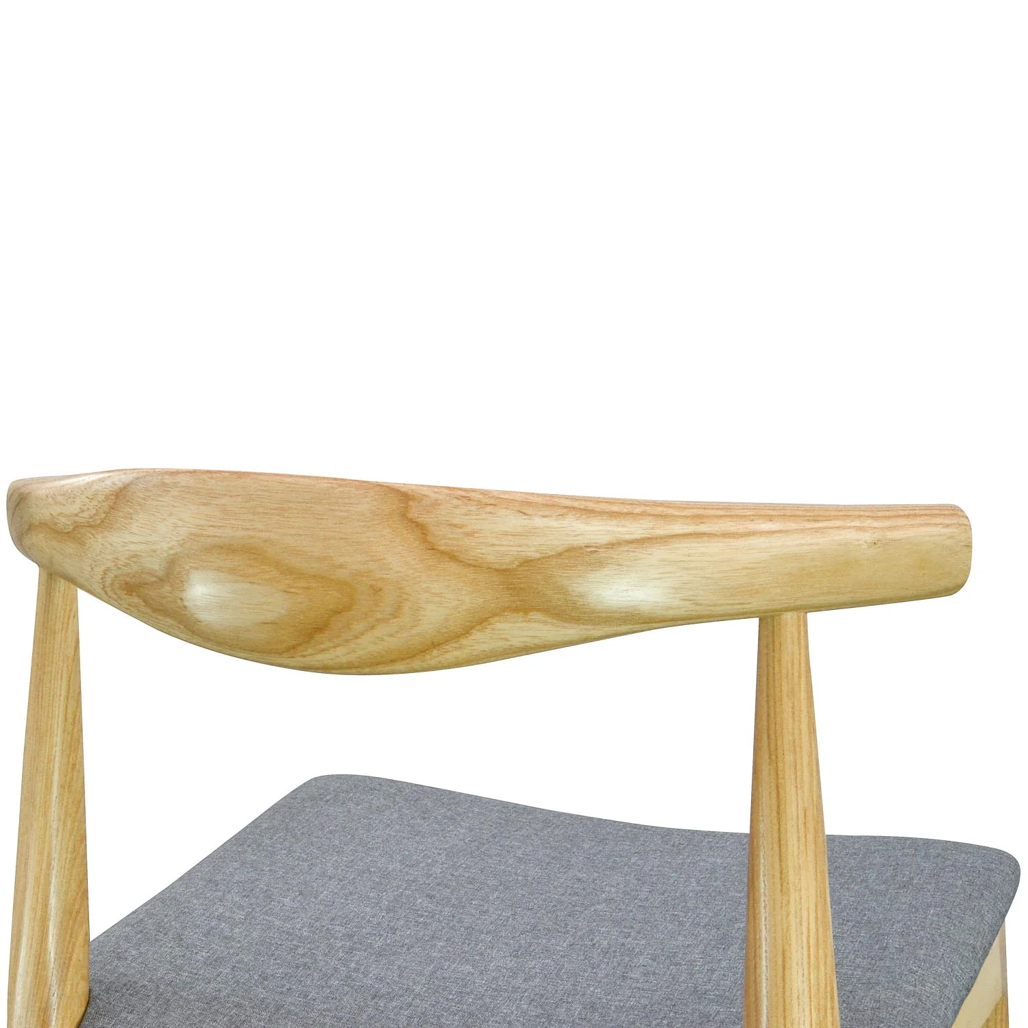 CDC182 Elbow Dining Chair - Natural with Light Grey Fabric Seat (Set of 2) - Image 4