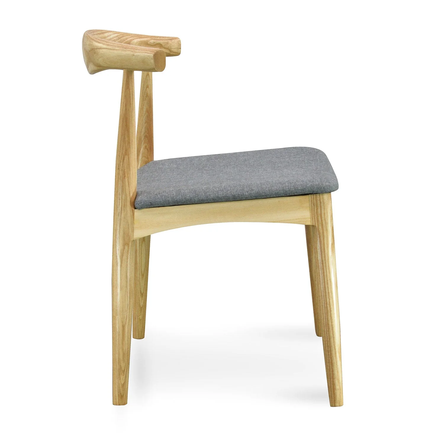CDC182 Elbow Dining Chair - Natural with Light Grey Fabric Seat (Set of 2) - Image 6
