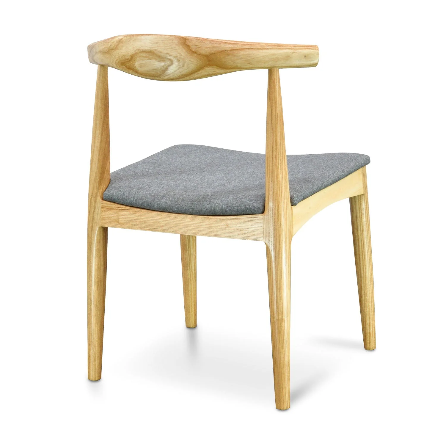 CDC182 Elbow Dining Chair - Natural with Light Grey Fabric Seat (Set of 2) - Image 7