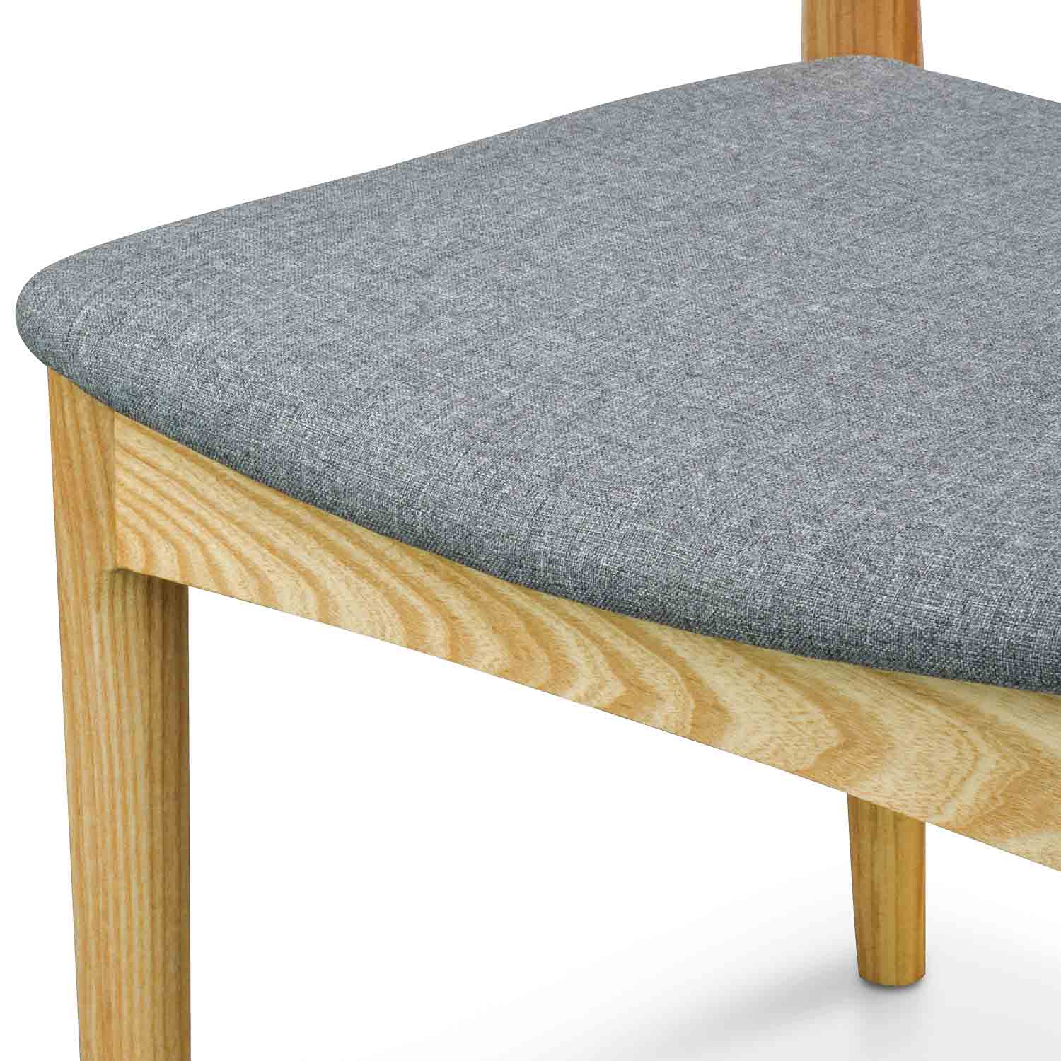 CDC182 Elbow Dining Chair - Natural with Light Grey Fabric Seat (Set of 2) - Image 8