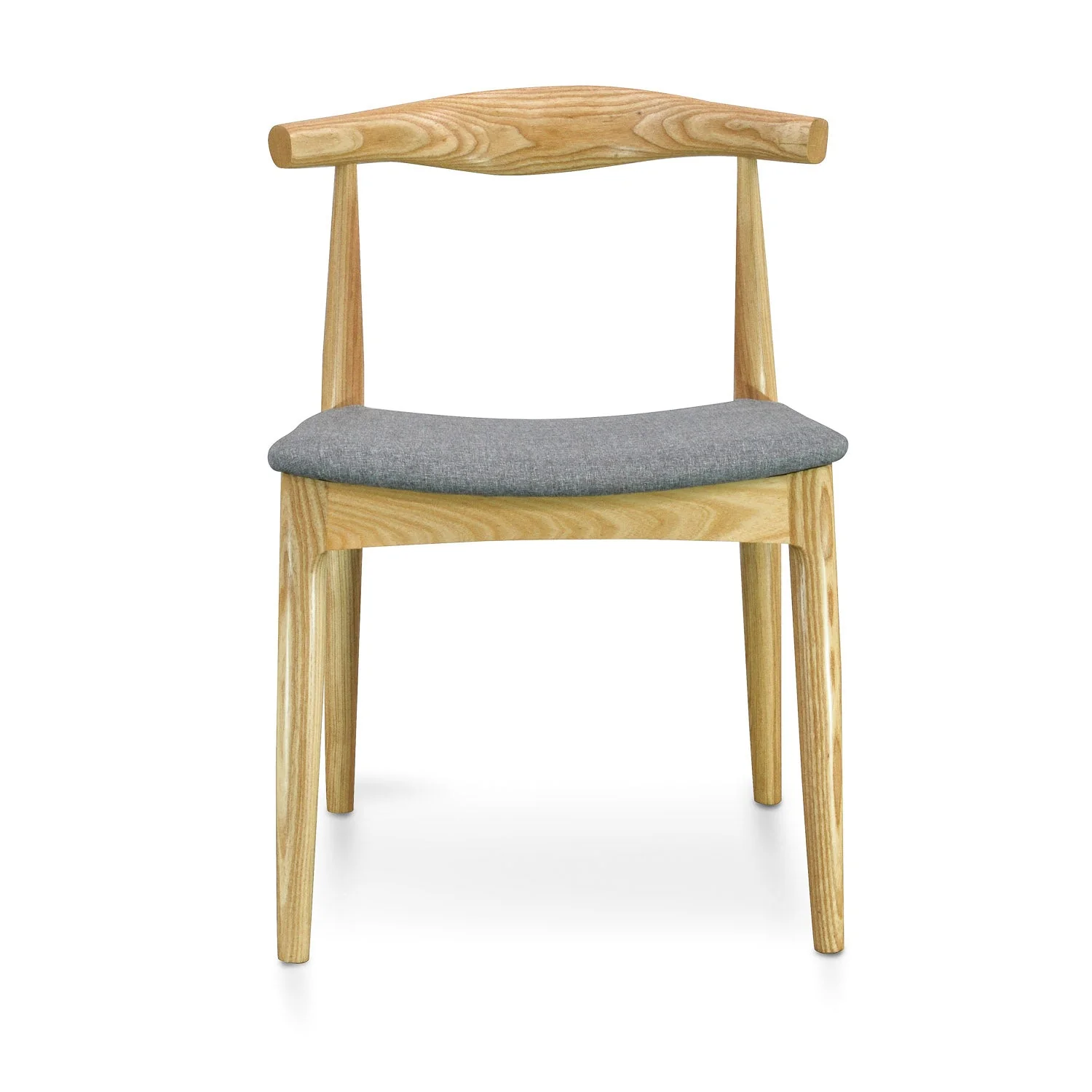 CDC182 Elbow Dining Chair - Natural with Light Grey Fabric Seat (Set of 2) - Image 9