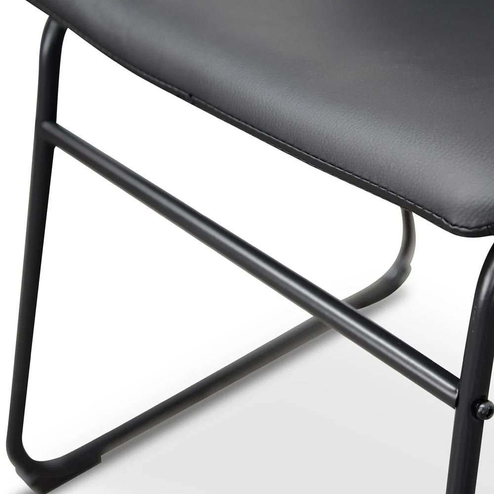 CDC2084-SE Industrial Dining Chair - Black PU (Set of 2) - Image 11