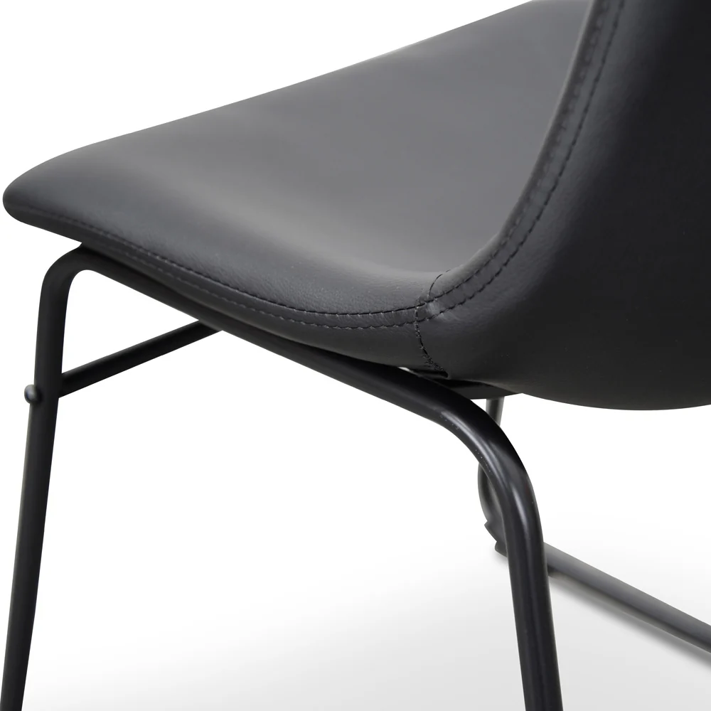 CDC2084-SE Industrial Dining Chair - Black PU (Set of 2) - Image 8