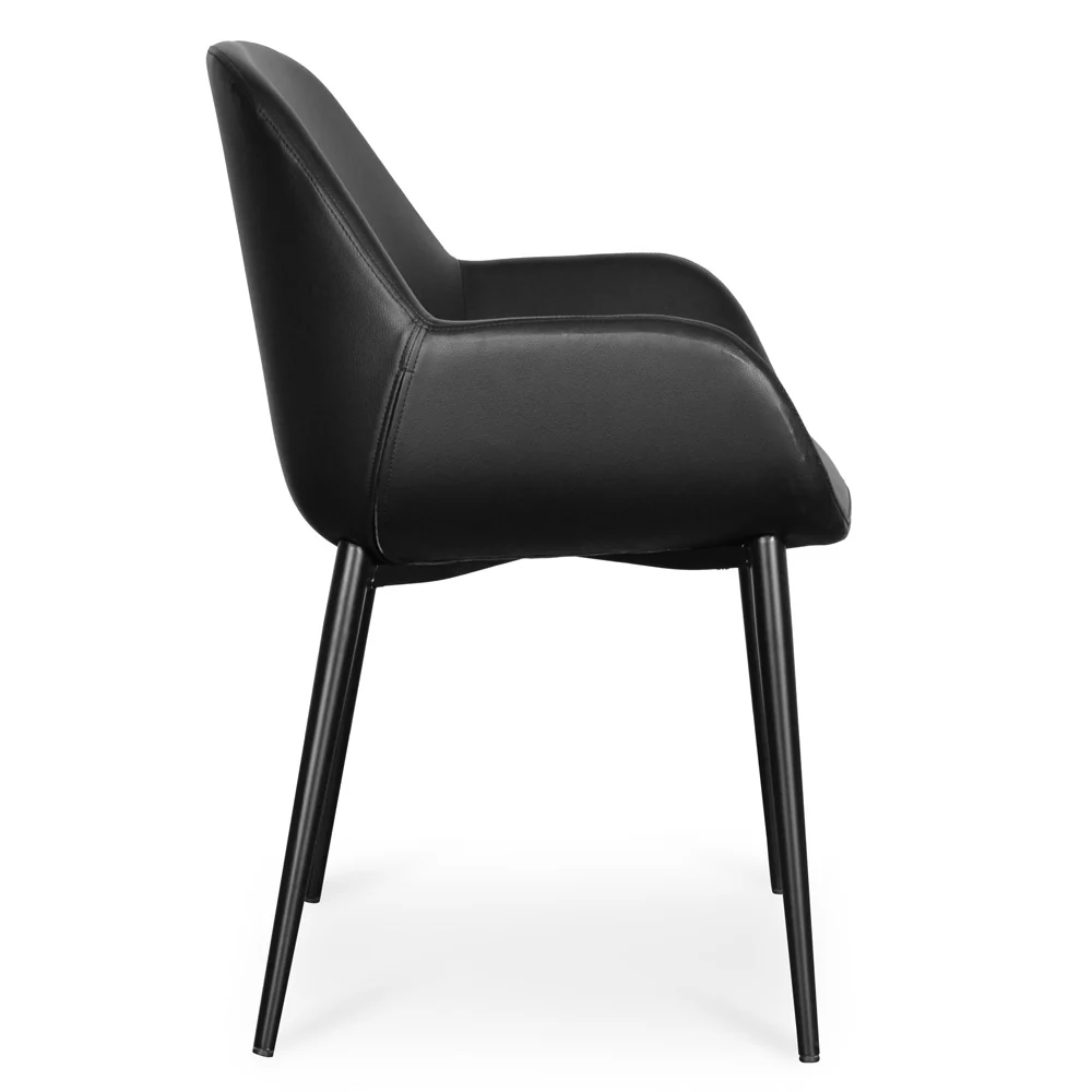CDC2226-SD Dining chair - Black PU -  Black Legs (Set of 2) - Image 2