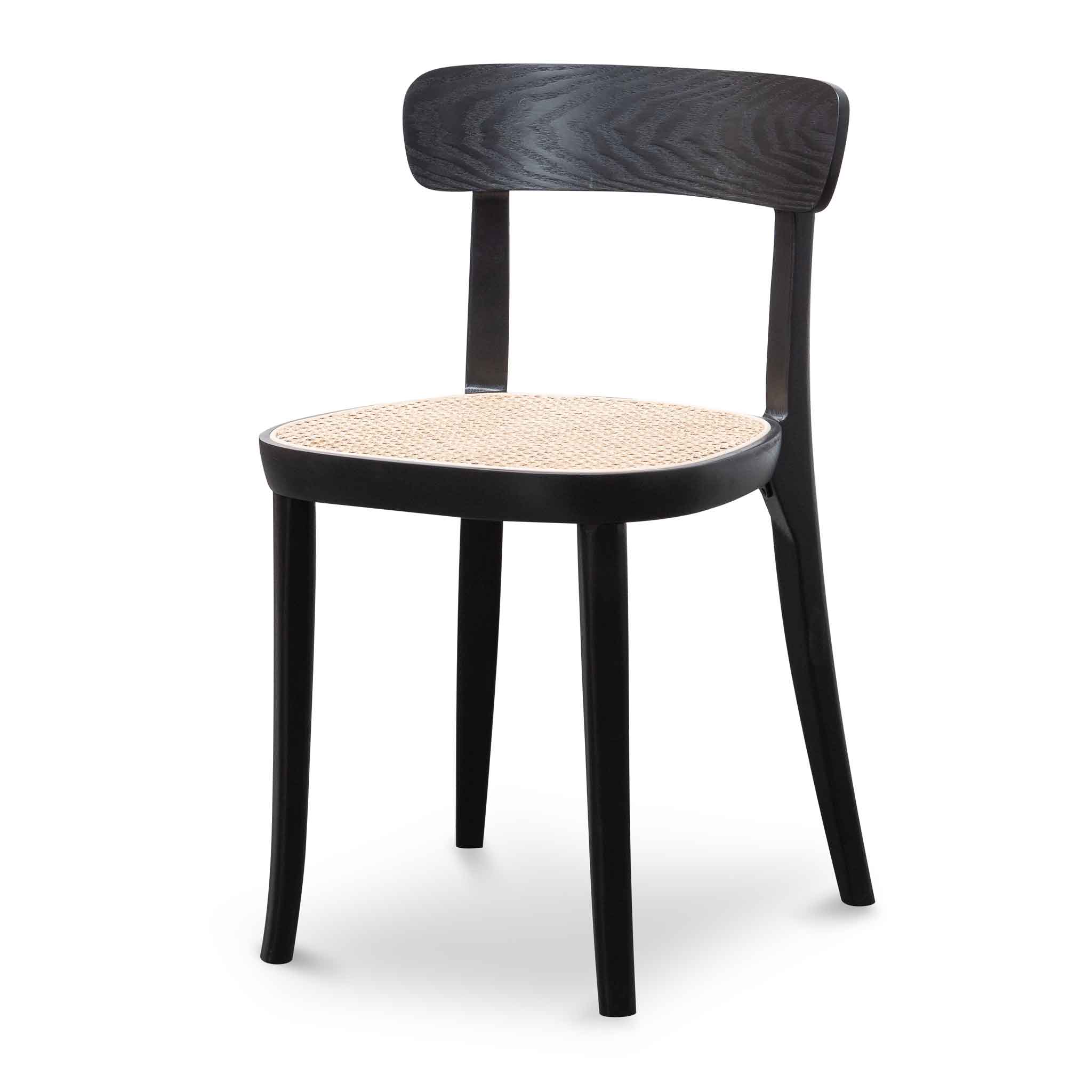 CDC6296-SD Rattan Dining Chair - Black with Natural Seat (Set of 2) - Image 2