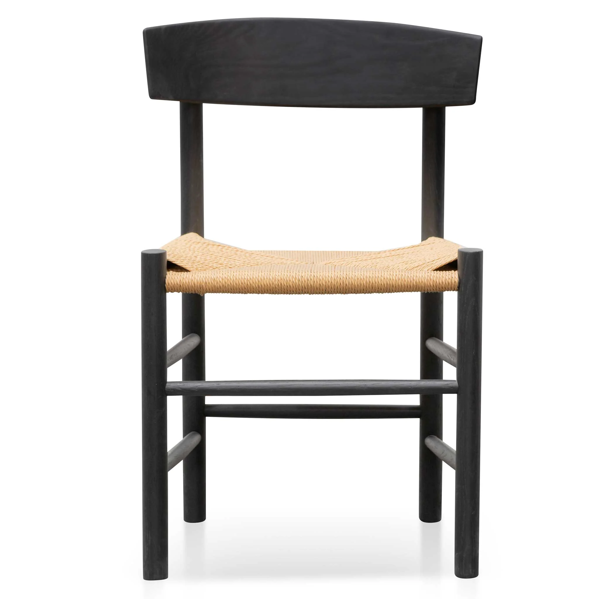 CDC6621-OW Rattan Black Dining Chair - Natural Seat (Set of 2) - Image 3