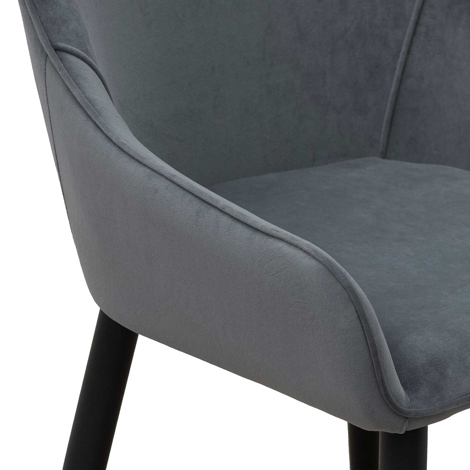CDC6676-ST Fabric Dining Chair - Grey Velvet in Black Legs (Set of 2) - Image 10
