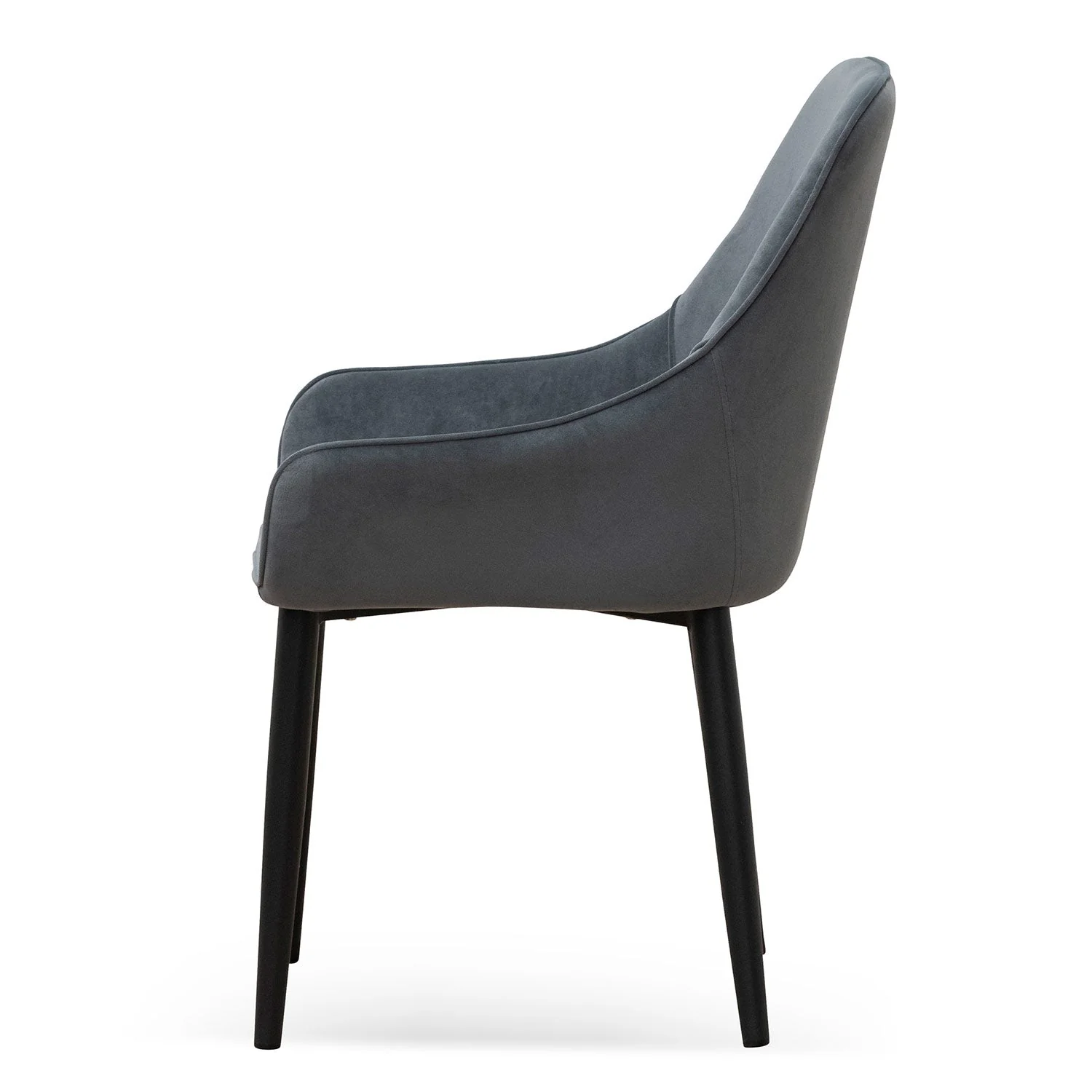 CDC6676-ST Fabric Dining Chair - Grey Velvet in Black Legs (Set of 2) - Image 5