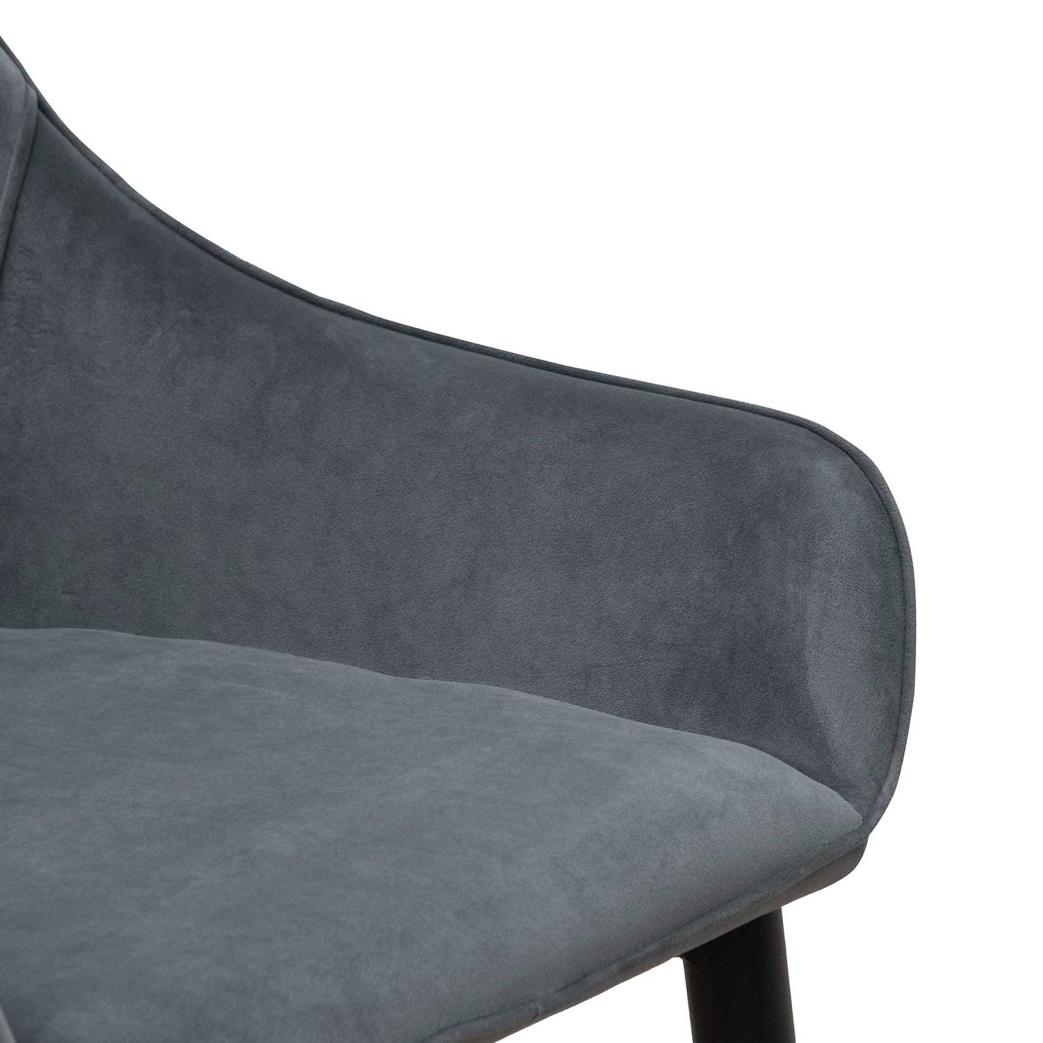 CDC6676-ST Fabric Dining Chair - Grey Velvet in Black Legs (Set of 2) - Image 9