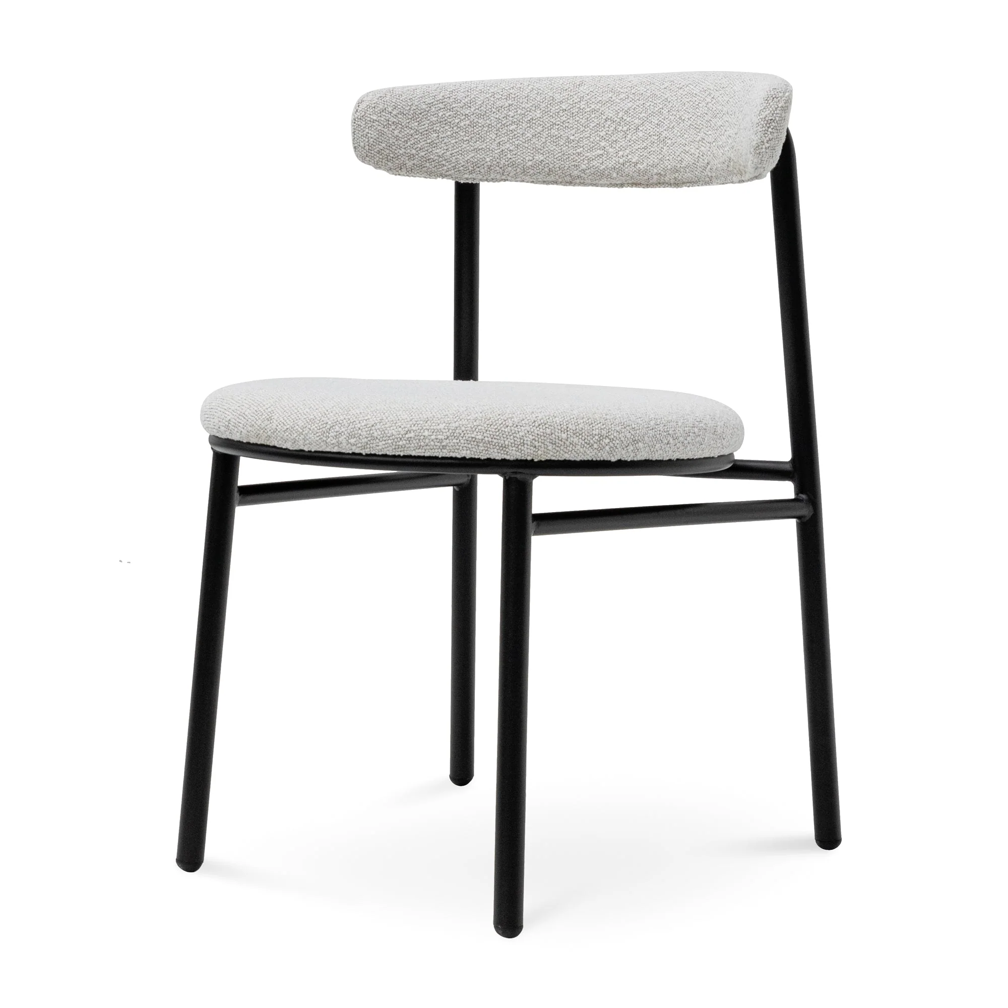 CDC6996-SD Fabric Dining Chair - Moon White Boucle and Black Legs (Set of 2) - Image 2