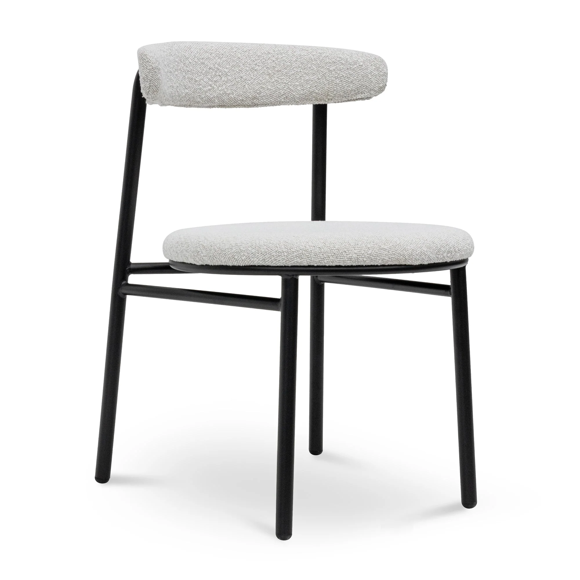 CDC6996-SD Fabric Dining Chair - Moon White Boucle and Black Legs (Set of 2) - Image 3