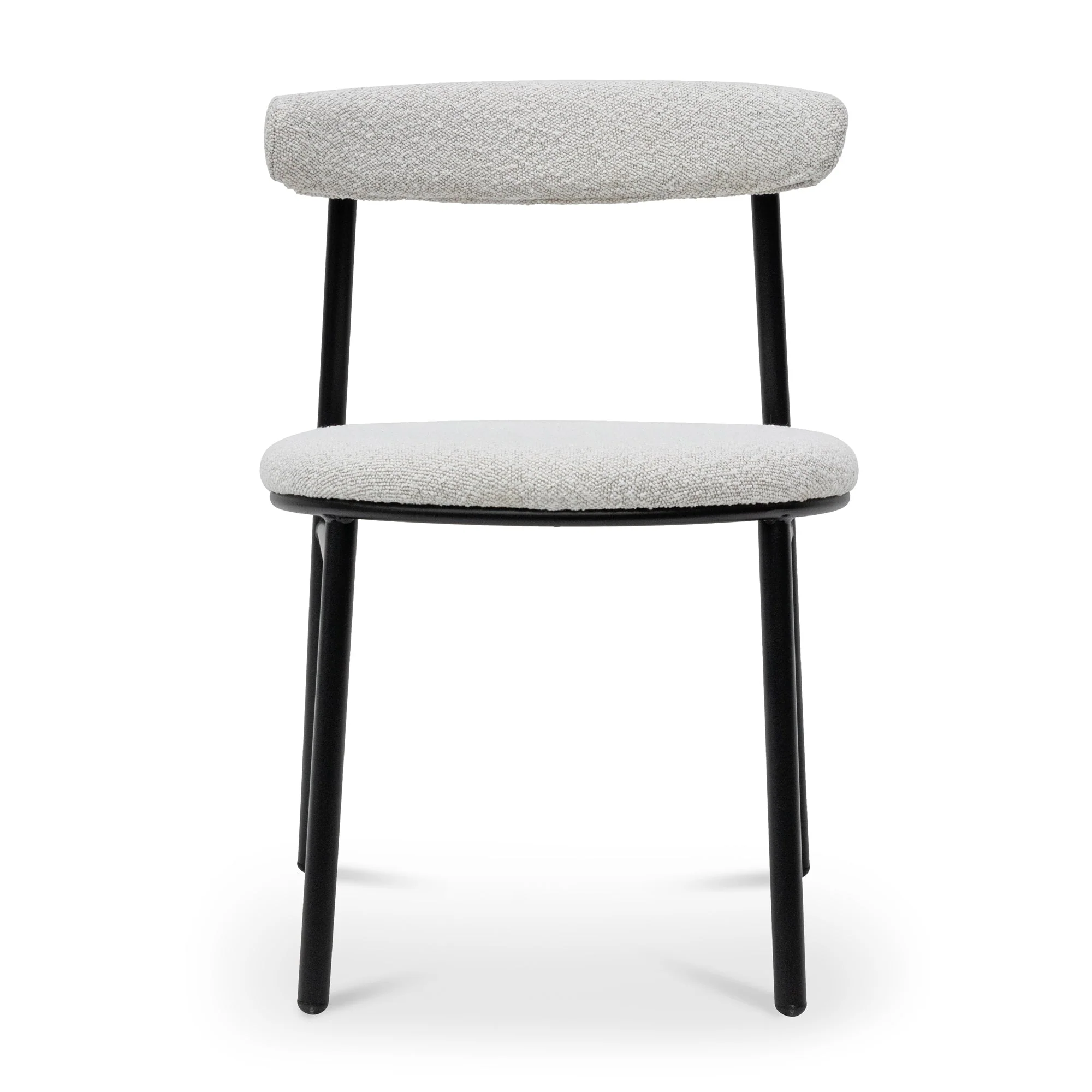 CDC6996-SD Fabric Dining Chair - Moon White Boucle and Black Legs (Set of 2) - Image 4