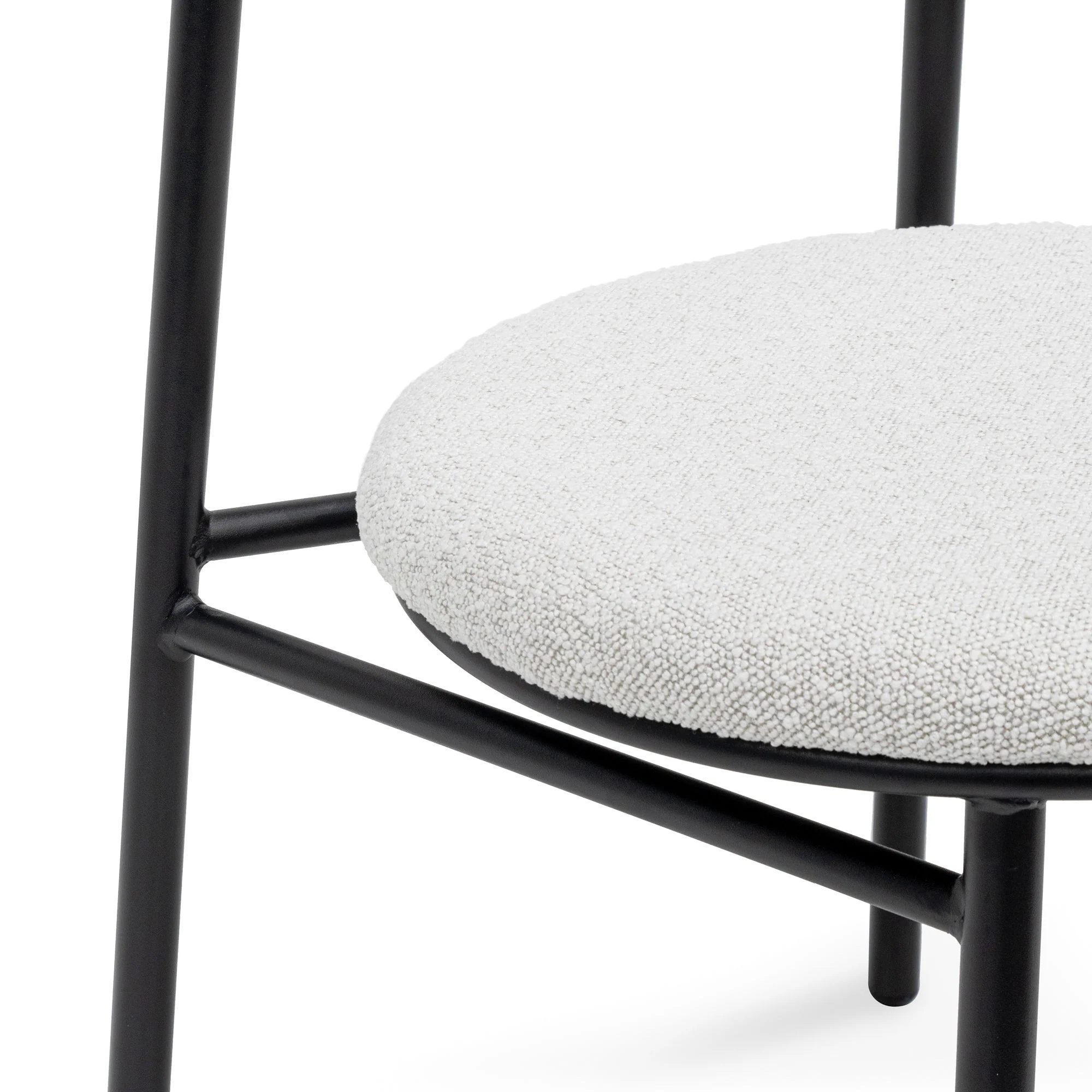 CDC6996-SD Fabric Dining Chair - Moon White Boucle and Black Legs (Set of 2) - Image 7