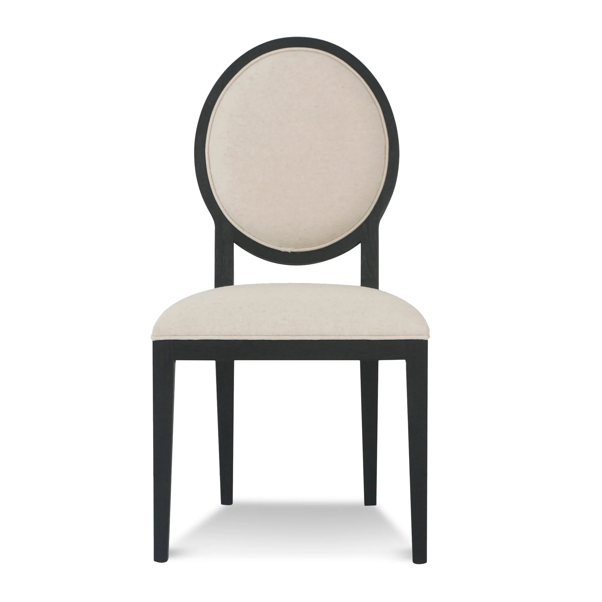 CDC8012-LJ Light Beige Fabric Dining Chair - Black Frame (Set of 2) - Image 3