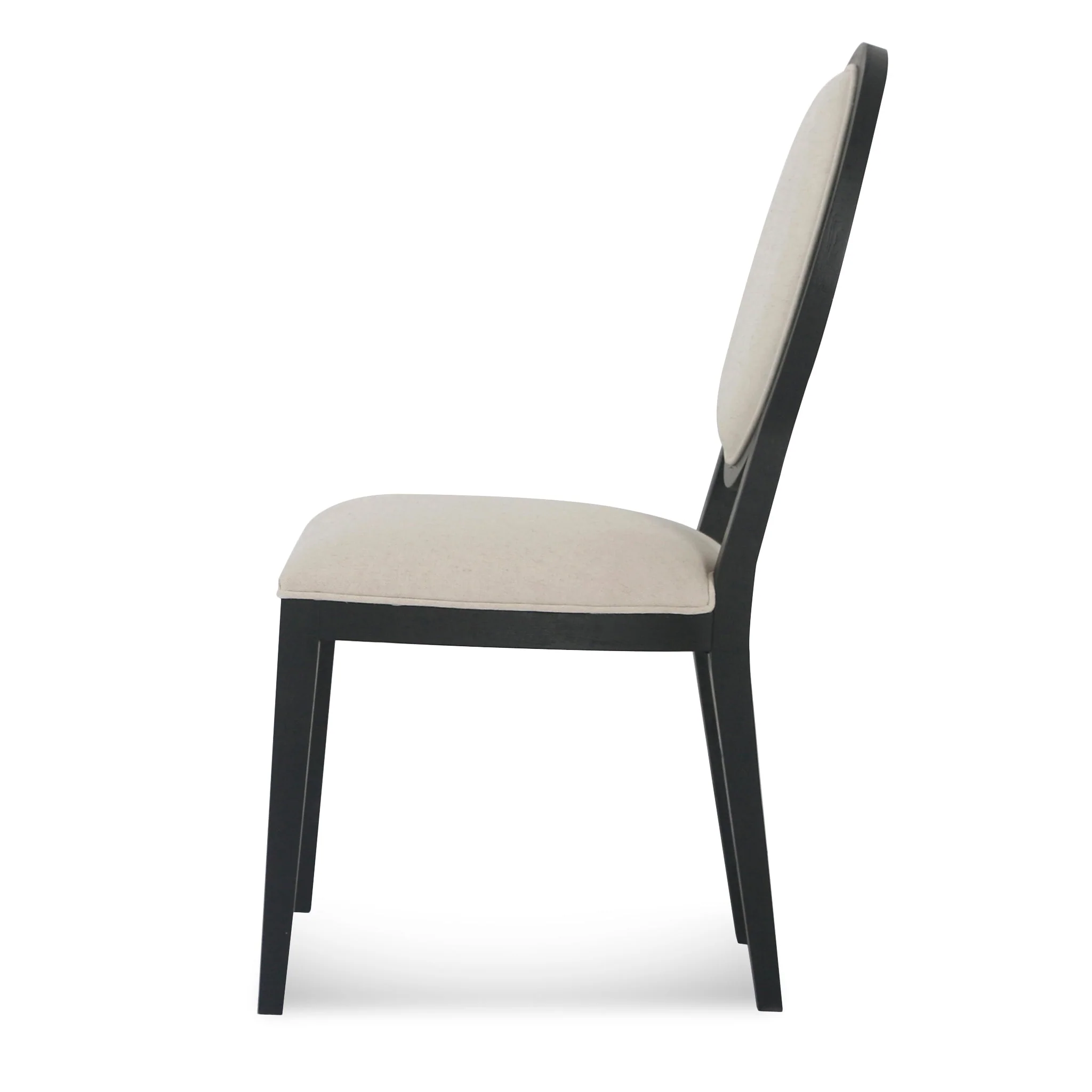 CDC8012-LJ Light Beige Fabric Dining Chair - Black Frame (Set of 2) - Image 5