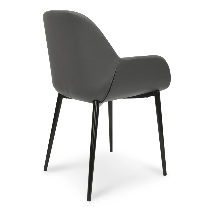 CDC962-SD Dining Chair in Charcoal Grey PU With Black Legs (Set of 2) - Image 2