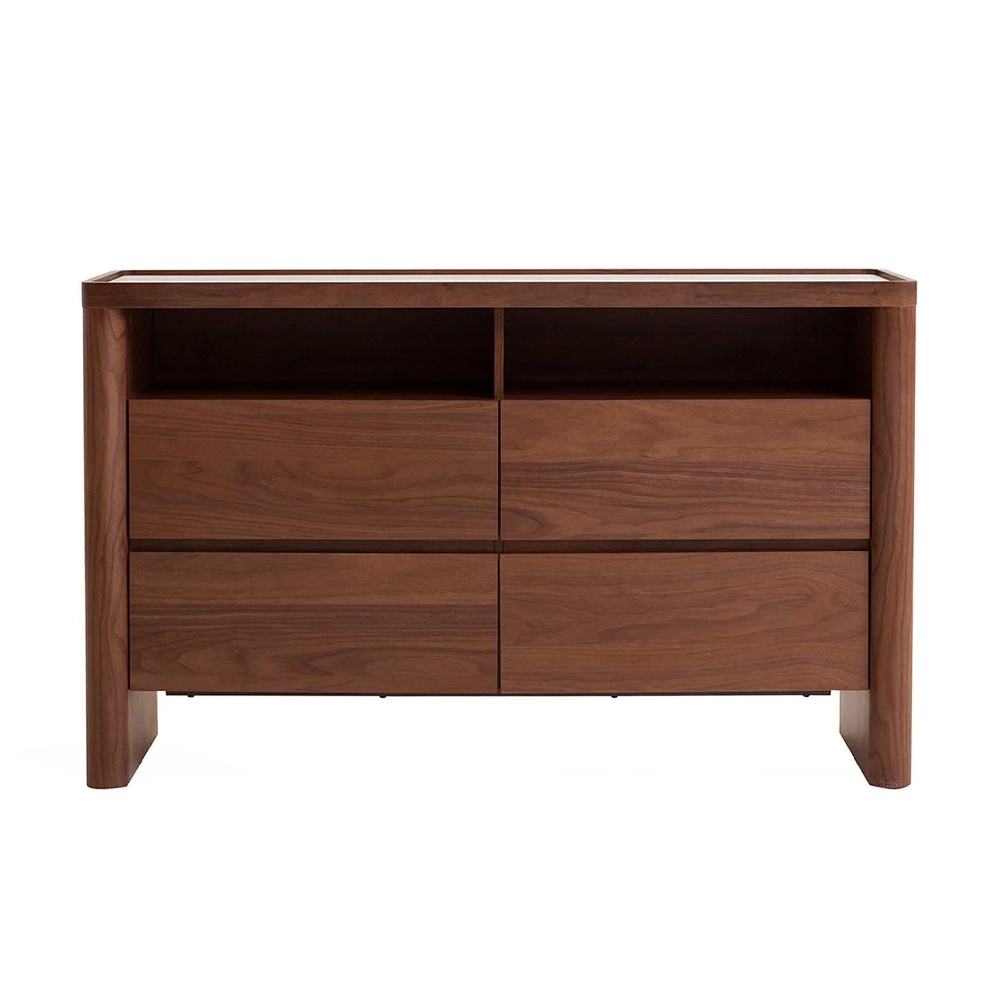 CDT10242-IG Glass Top Chest of Drawer - Walnut - Image 2