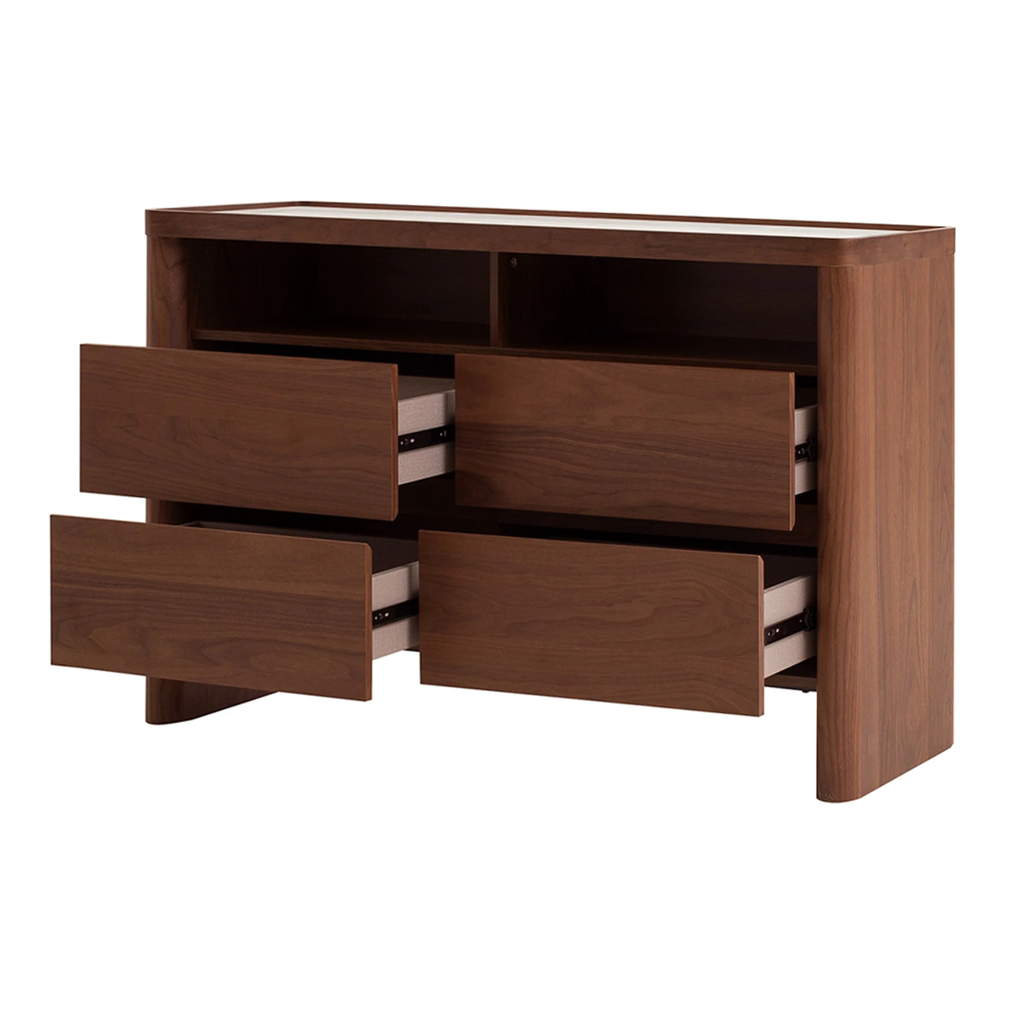 CDT10242-IG Glass Top Chest of Drawer - Walnut - Image 5