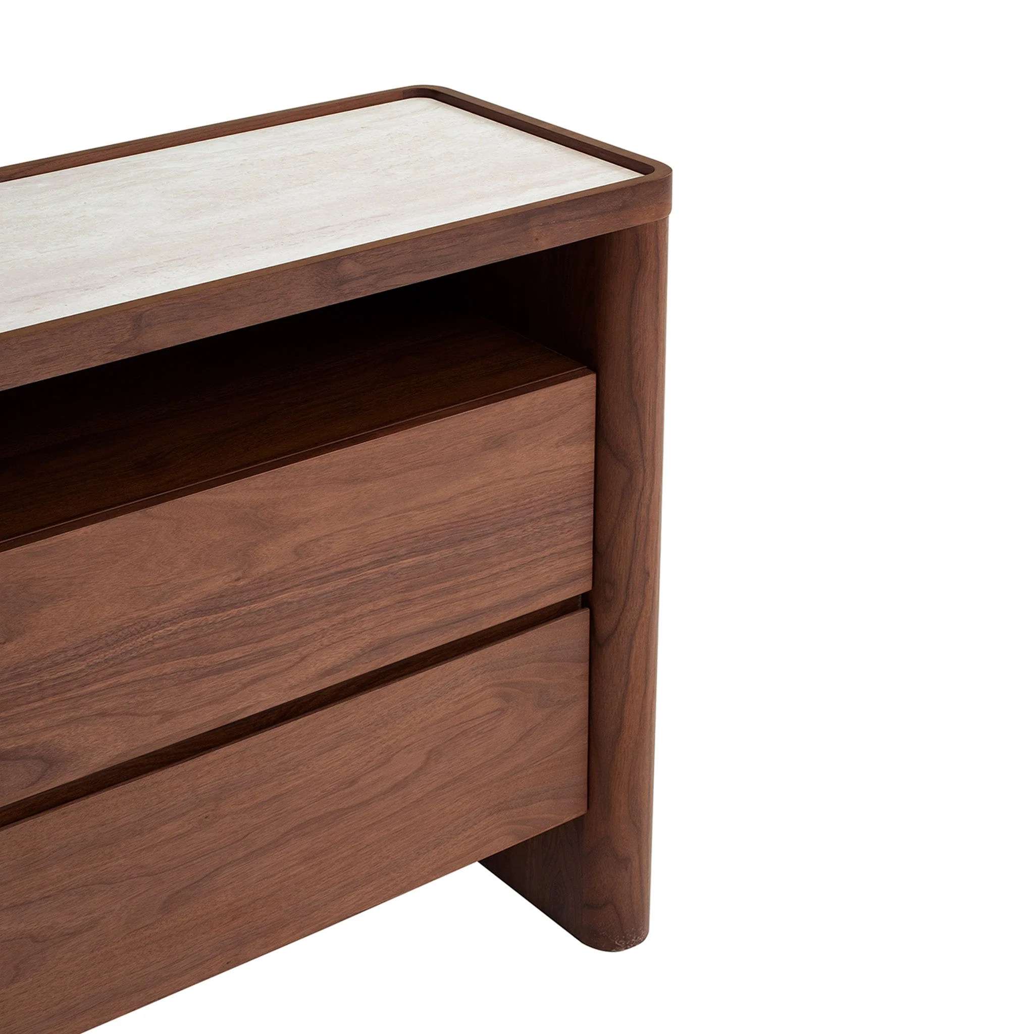 CDT10242-IG Glass Top Chest of Drawer - Walnut - Image 6