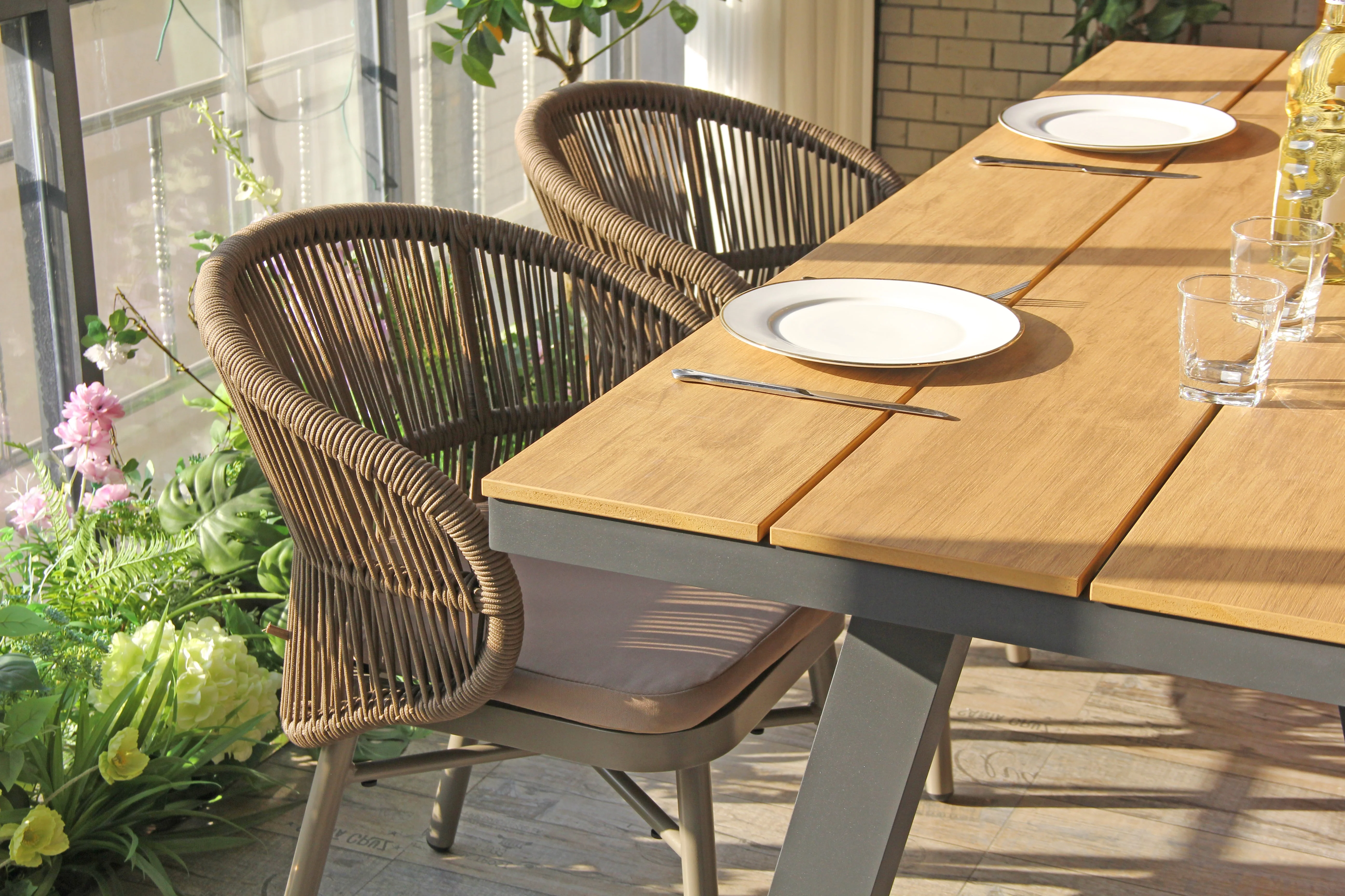 CDT10305-ID 1.8m Charcoal Outdoor Dining Table - Natural - Image 4