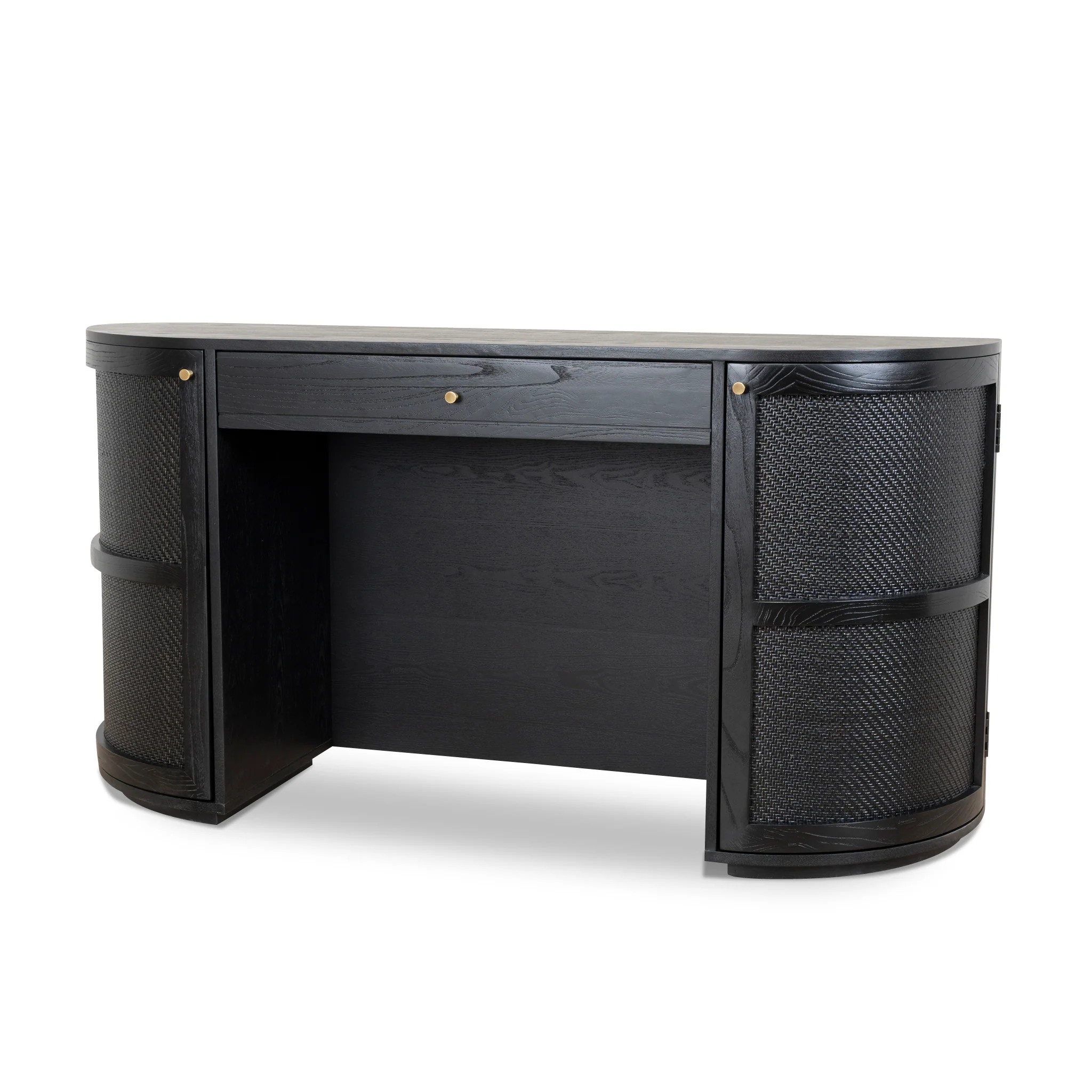 CDT10428-NI 1.55m Rattan Home Office Desk - Full Black