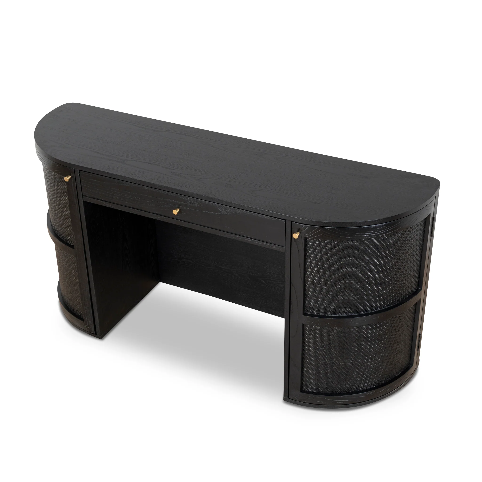 CDT10428-NI 1.55m Rattan Home Office Desk - Full Black - Image 4
