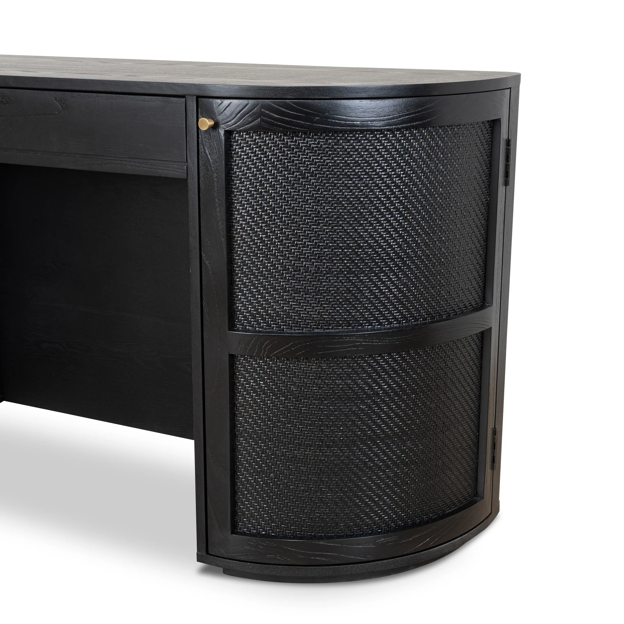 CDT10428-NI 1.55m Rattan Home Office Desk - Full Black - Image 8