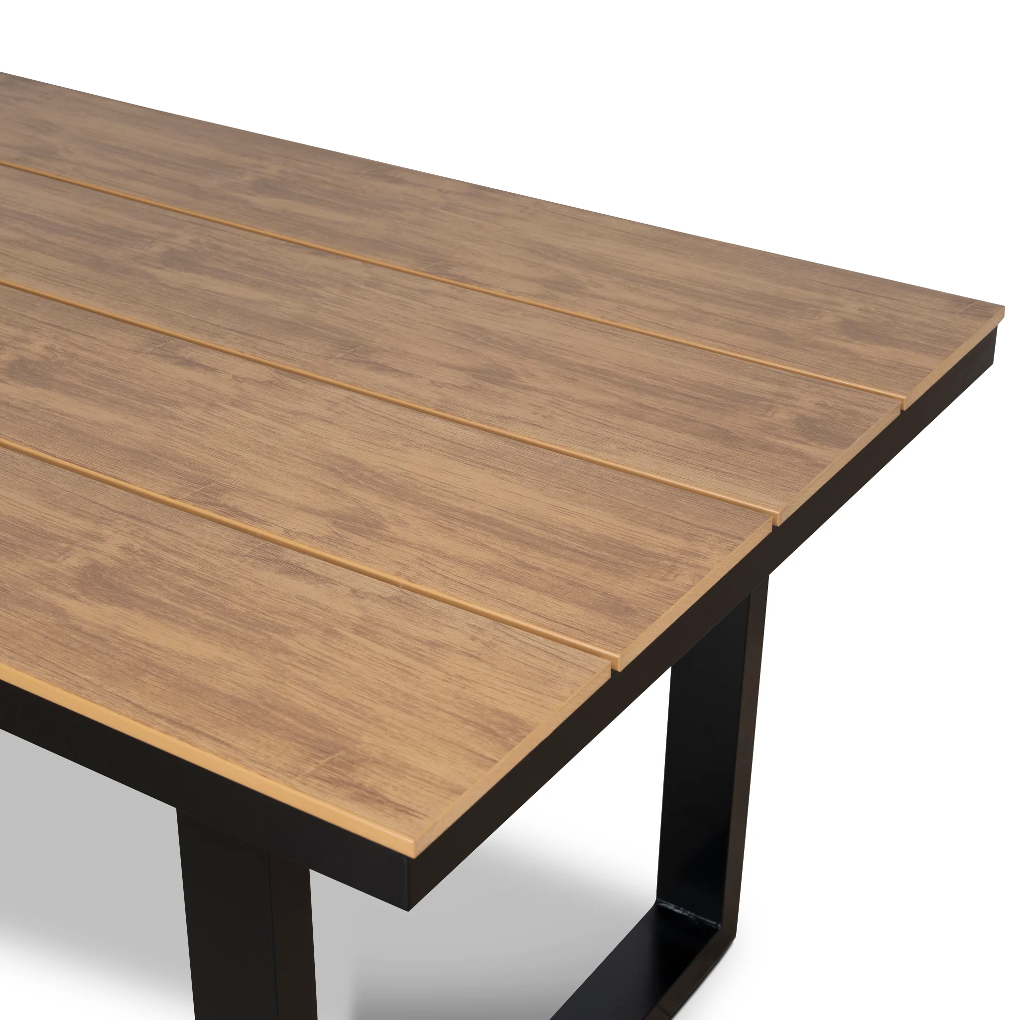 CDT12053-ID 1.6m Black Outdoor Dining Table - Natural - Image 14