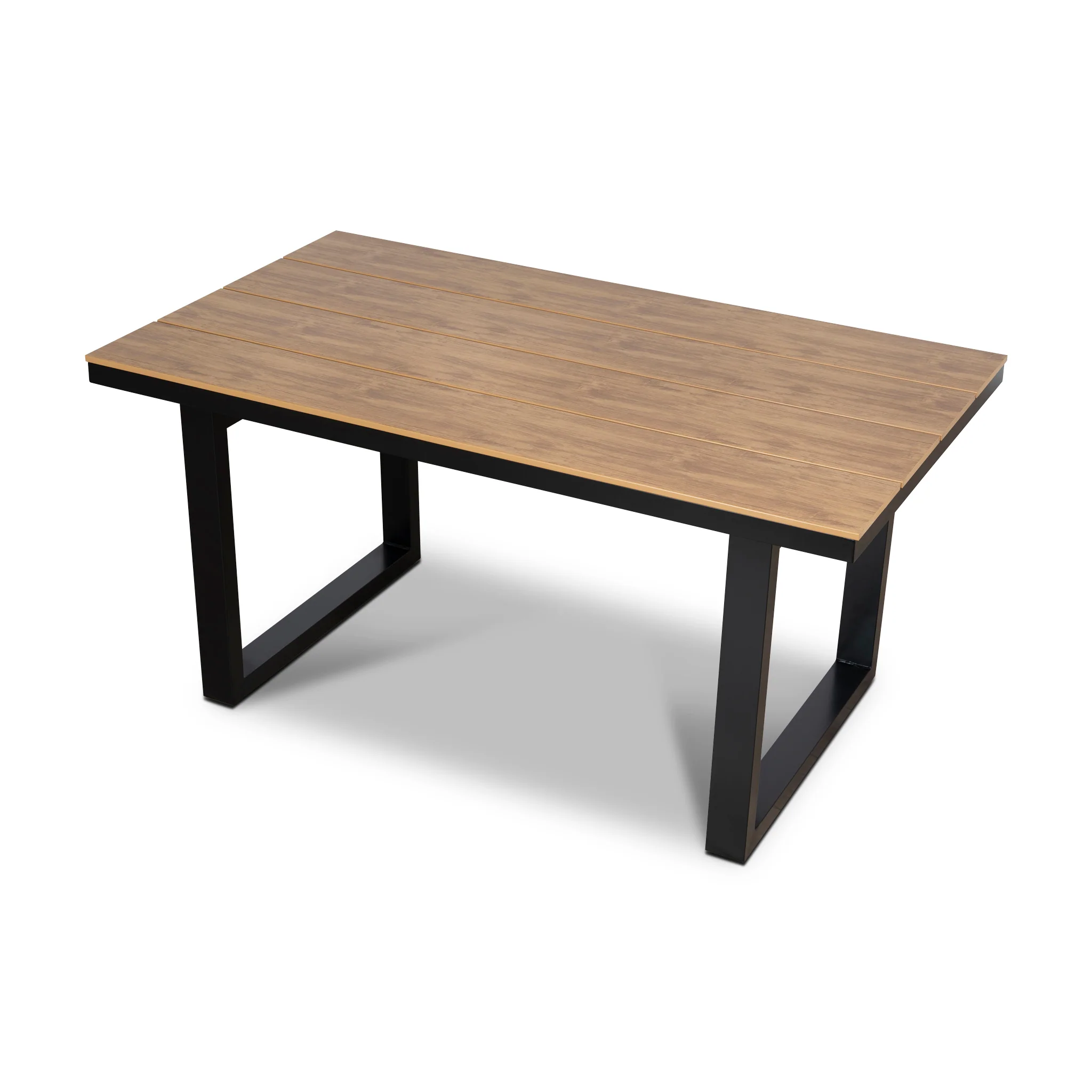 CDT12053-ID 1.6m Black Outdoor Dining Table - Natural - Image 4