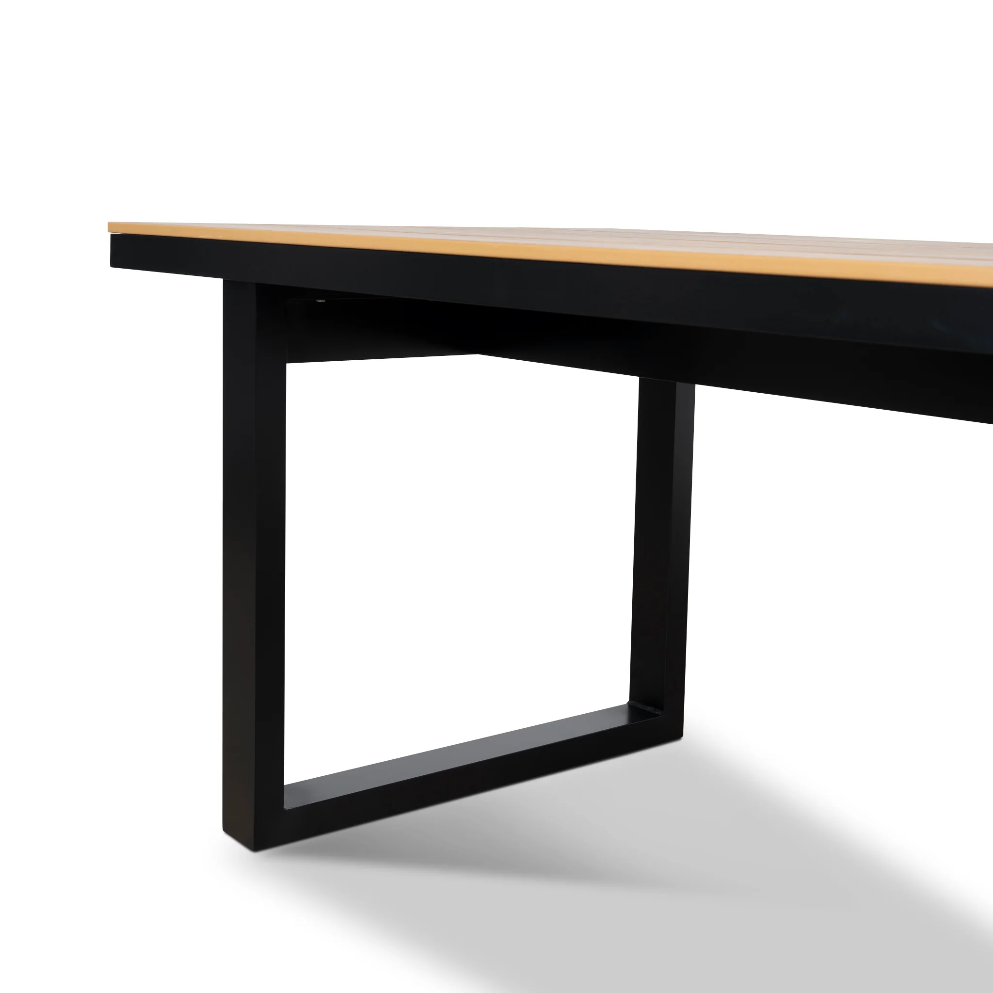 CDT12053-ID 1.6m Black Outdoor Dining Table - Natural - Image 5