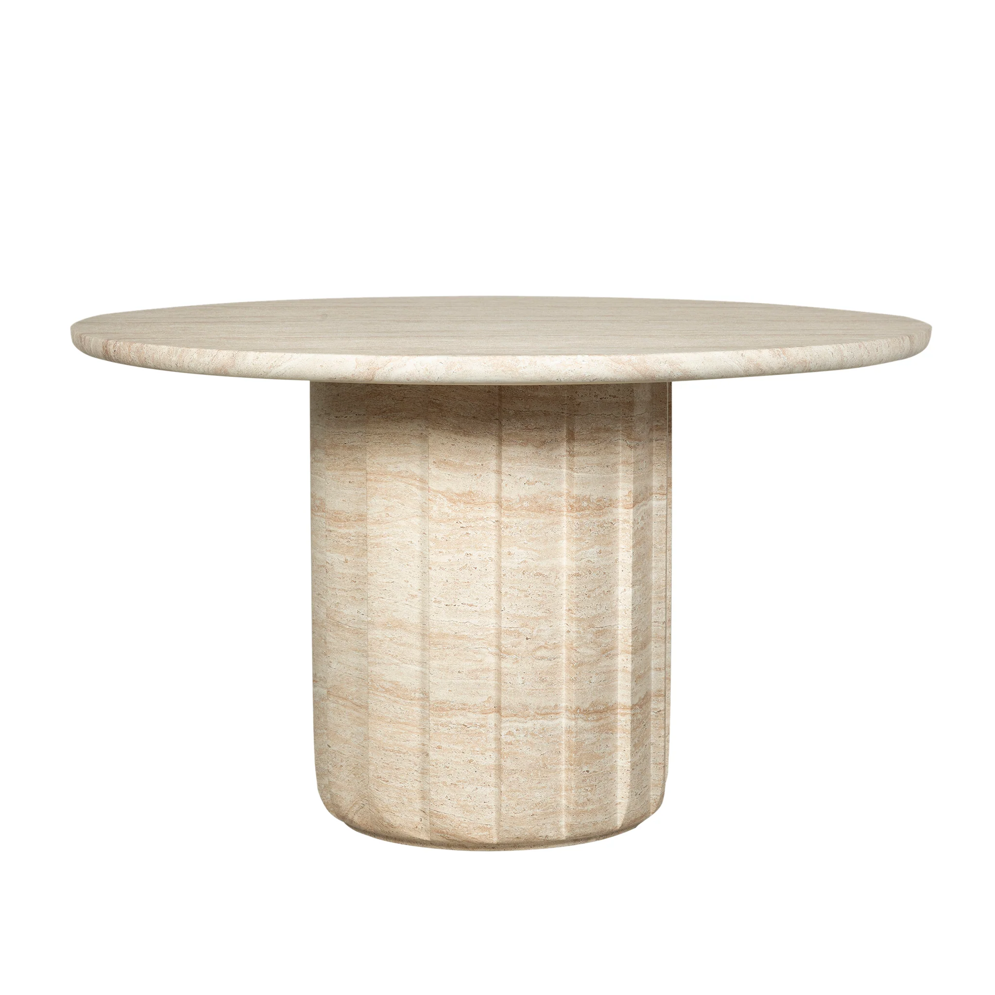 CDT12284-CO 1.3m Round Concrete Dining Table - Light Travertine Look