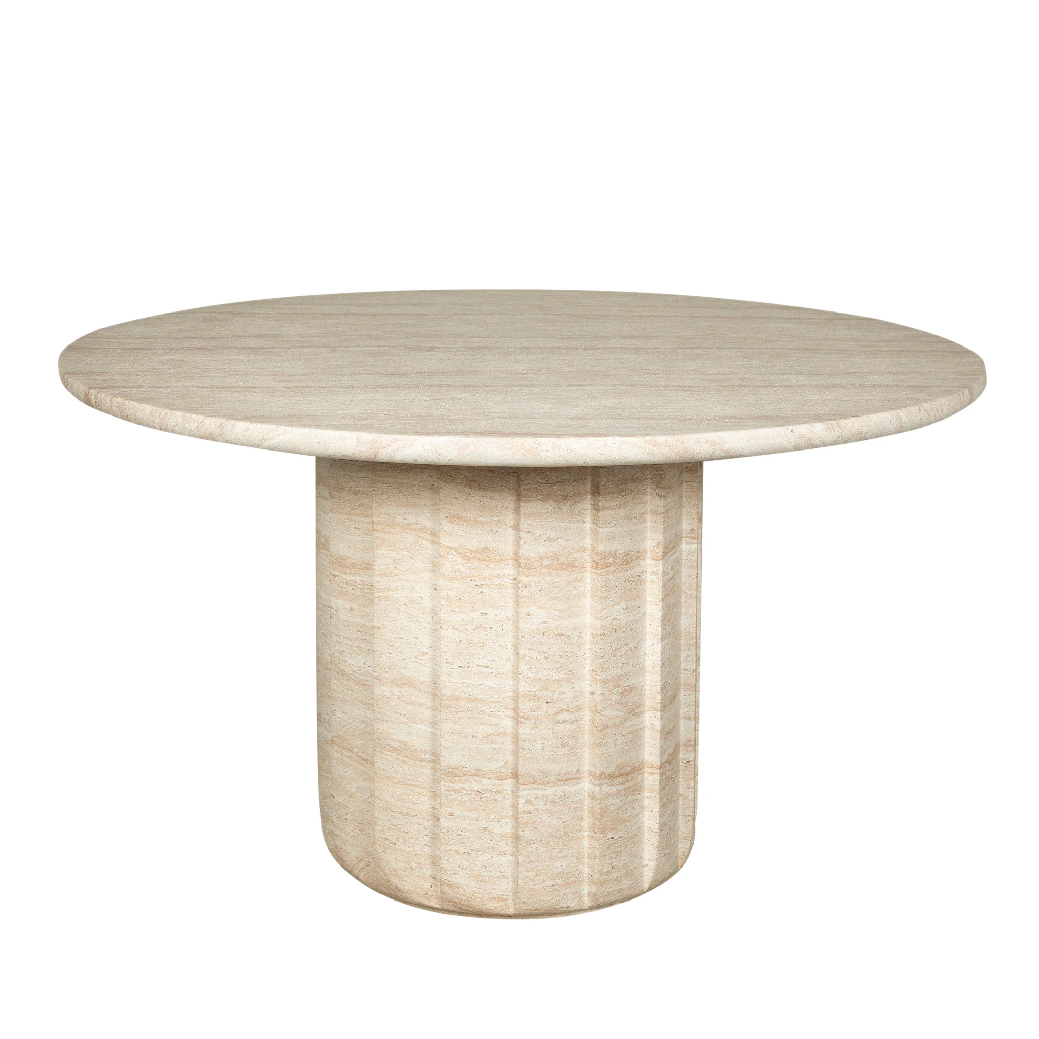 CDT12284-CO 1.3m Round Concrete Dining Table - Light Travertine Look - Image 3