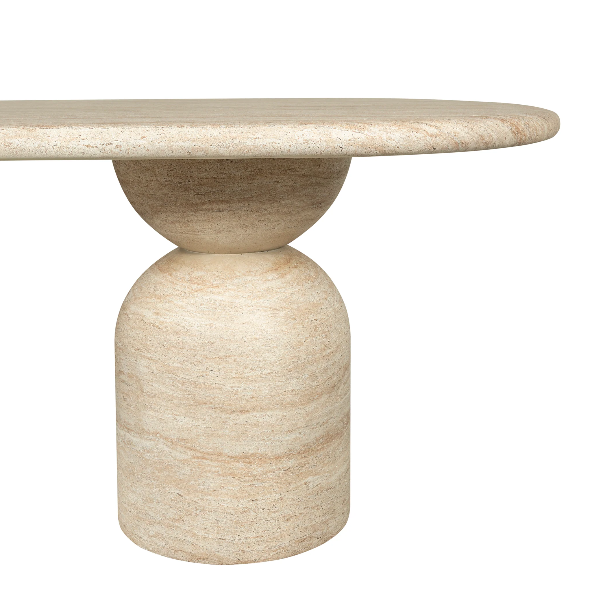 CDT12287-CO 2.2m Oval Dining Table - Light Travertine Look - Image 4