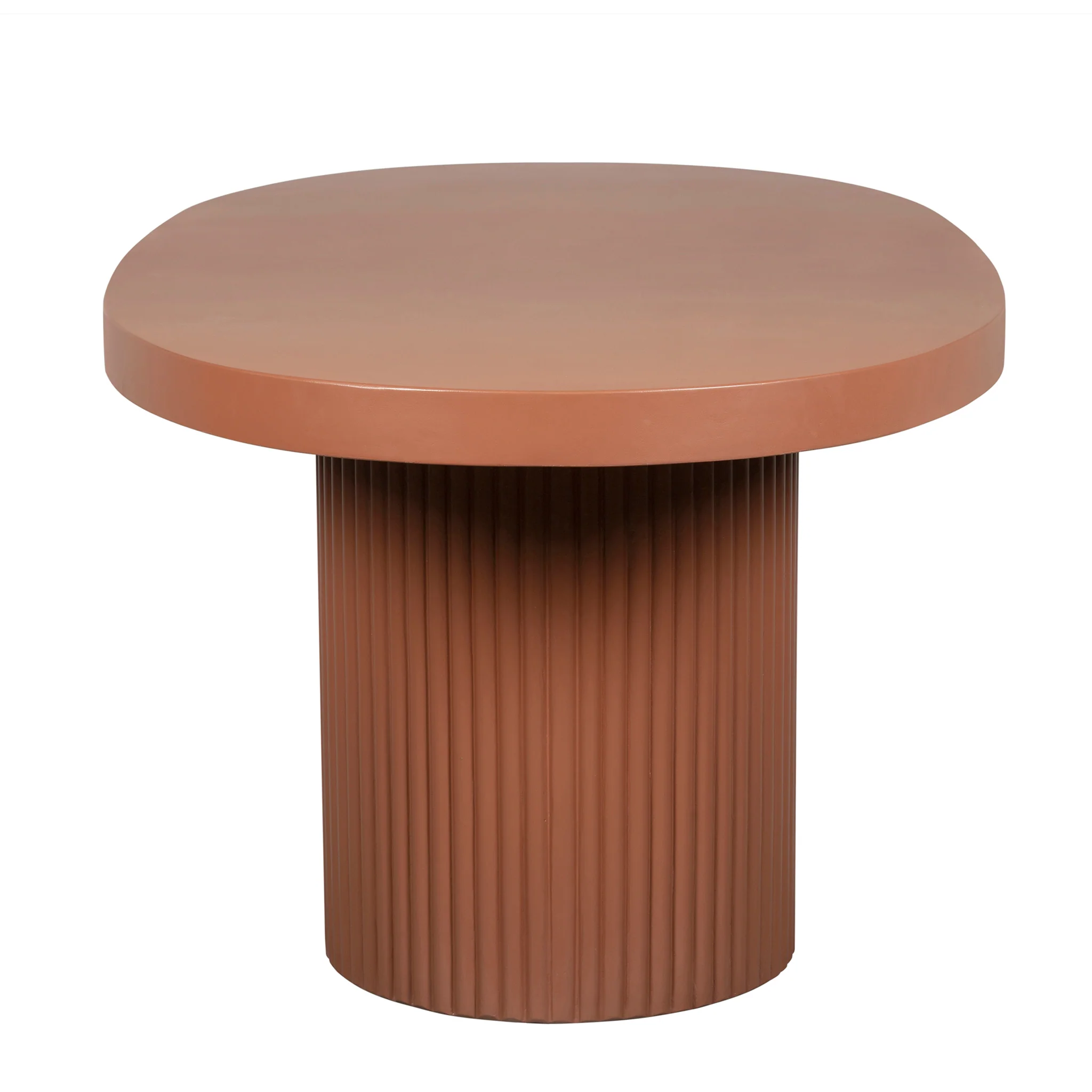 CDT12297-CO 2m Concrete Oval Dining Table - Terracotta - Image 3