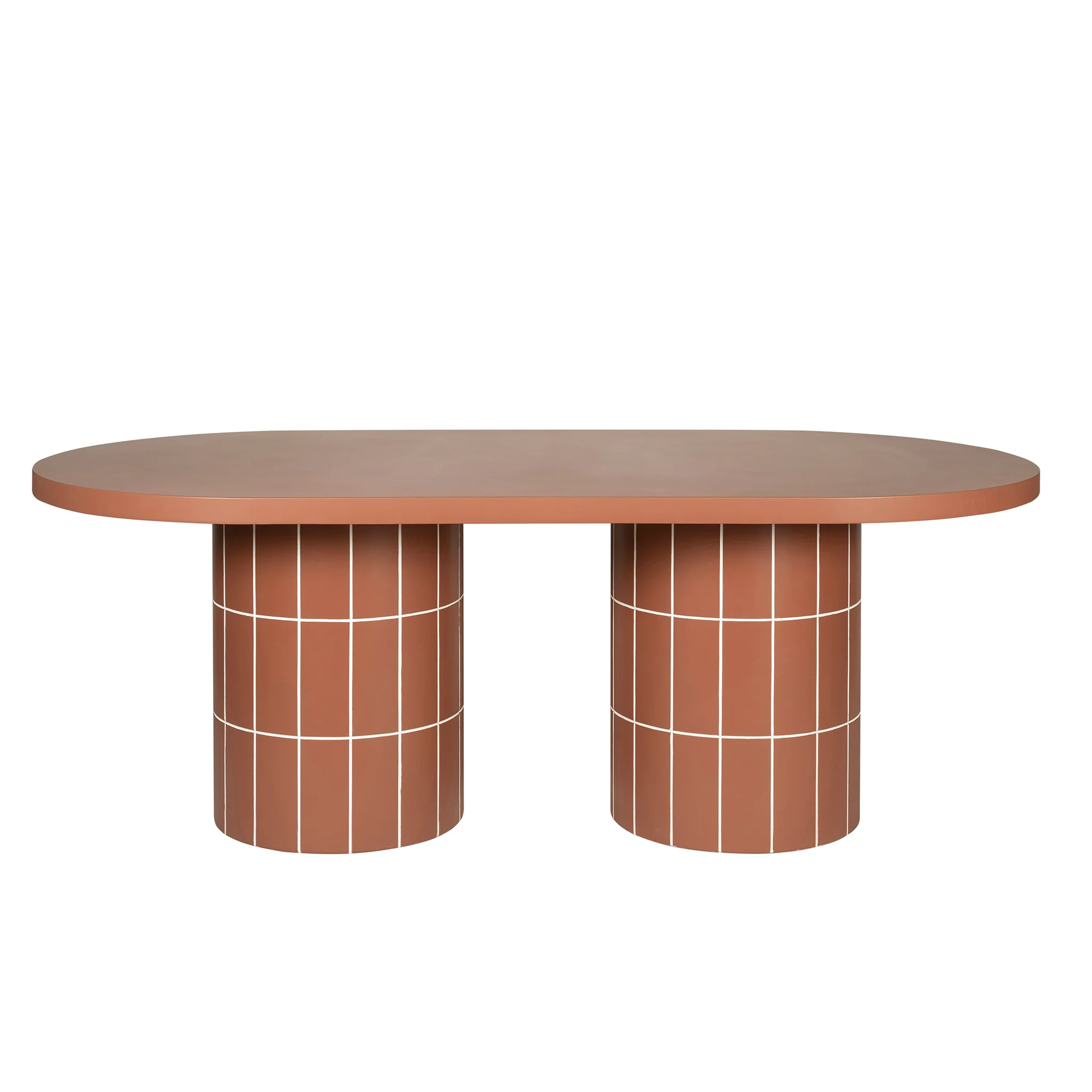 CDT12299-CO 2m Concrete Oval Dining Table- - Terracotta - Image 4