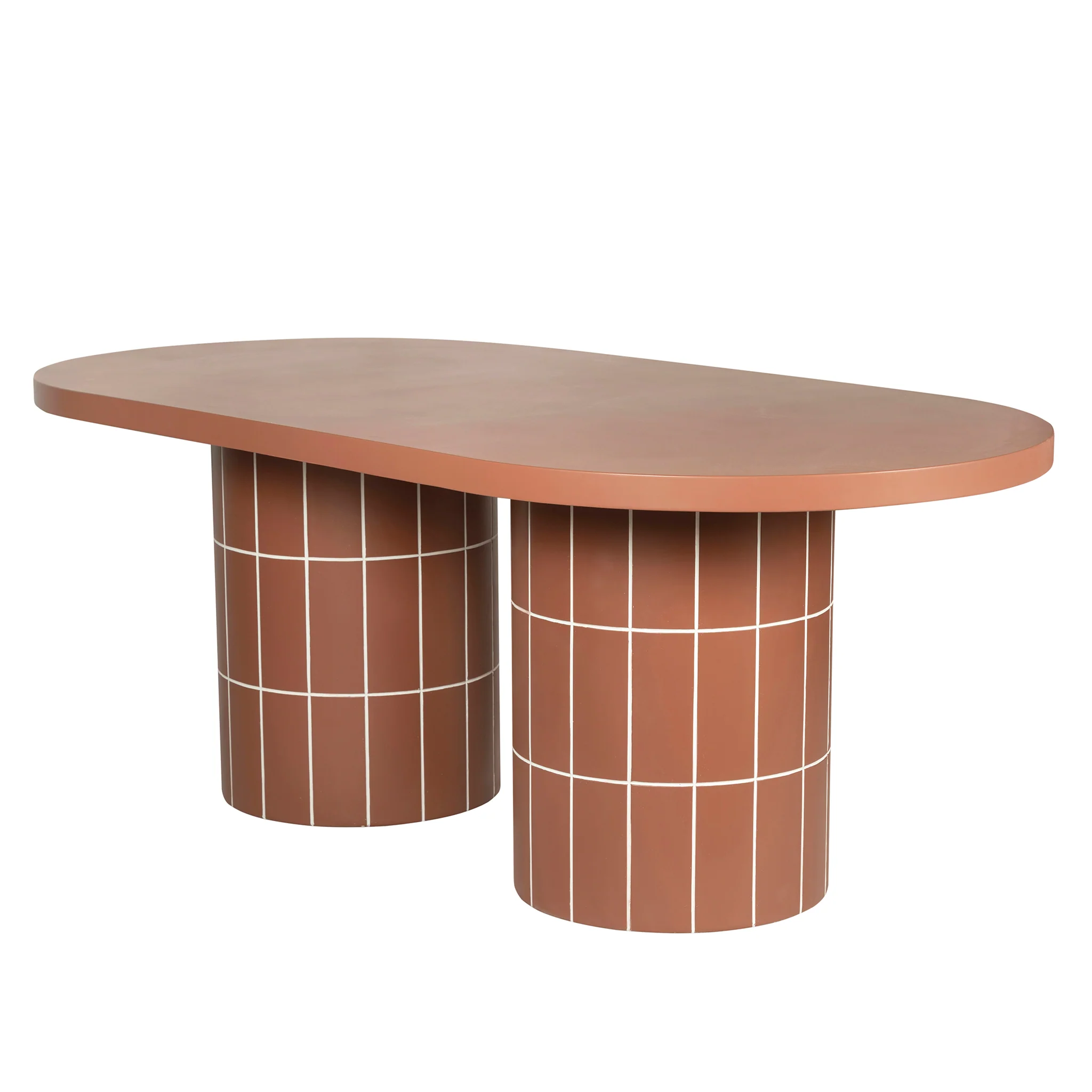 CDT12299-CO 2m Concrete Oval Dining Table- - Terracotta - Image 5