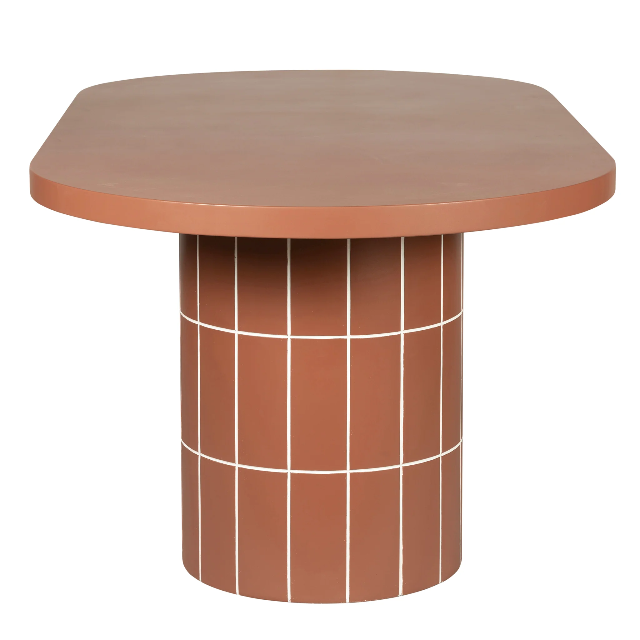 CDT12299-CO 2m Concrete Oval Dining Table- - Terracotta - Image 7