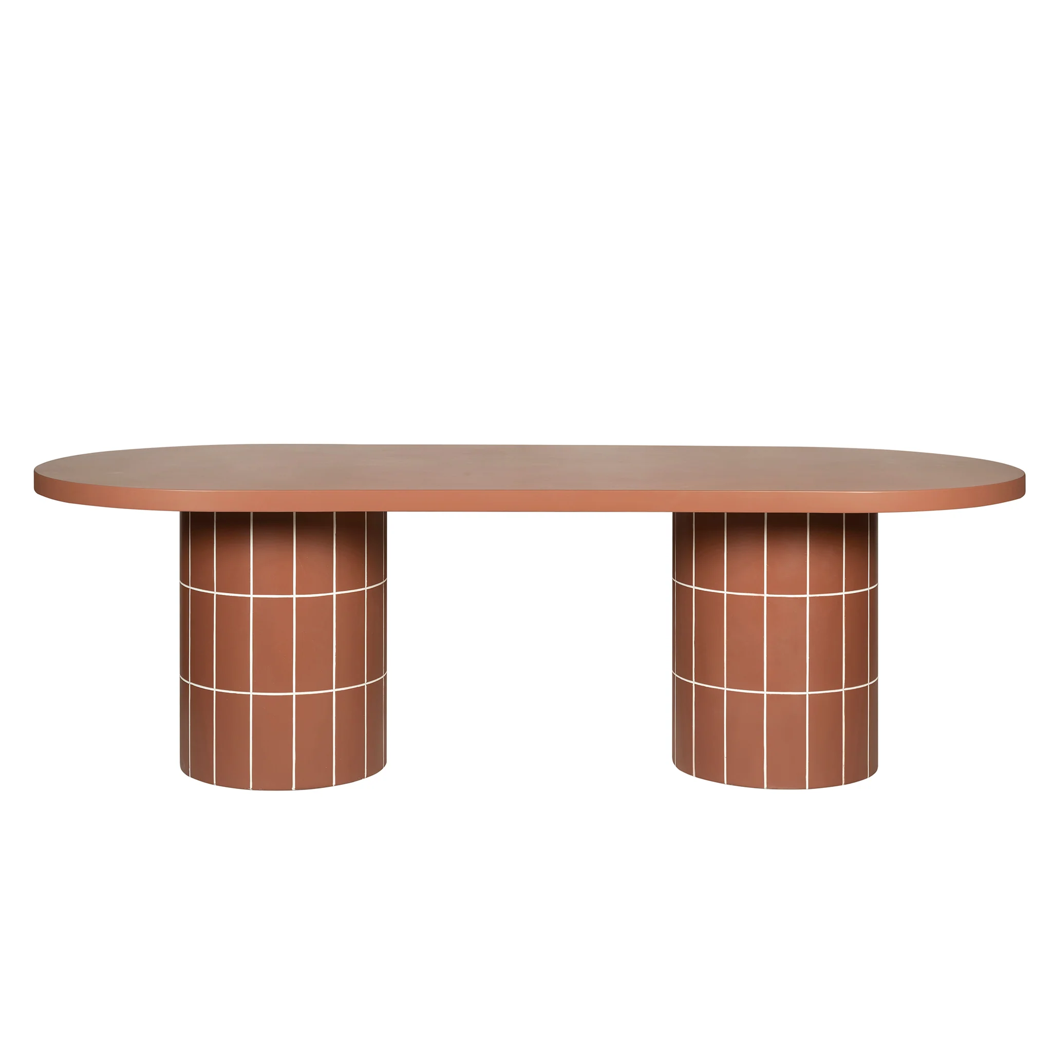 CDT12300-CO 2.4m Concrete Oval Dining Table - Terracotta - Image 2