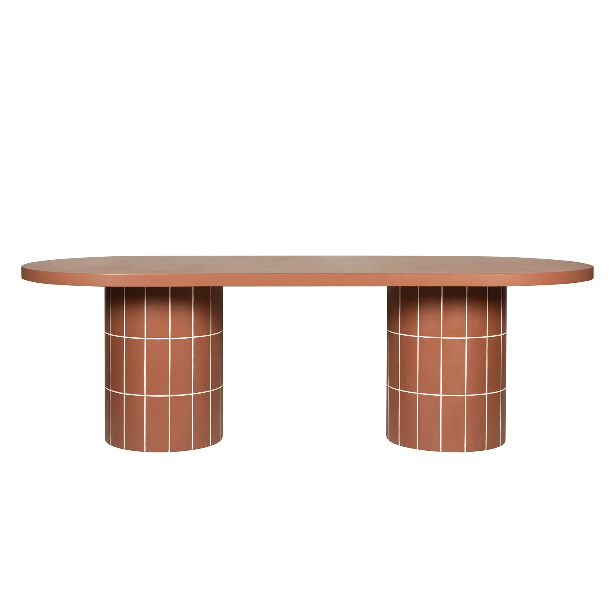 CDT12300-CO 2.4m Concrete Oval Dining Table - Terracotta - Image 3