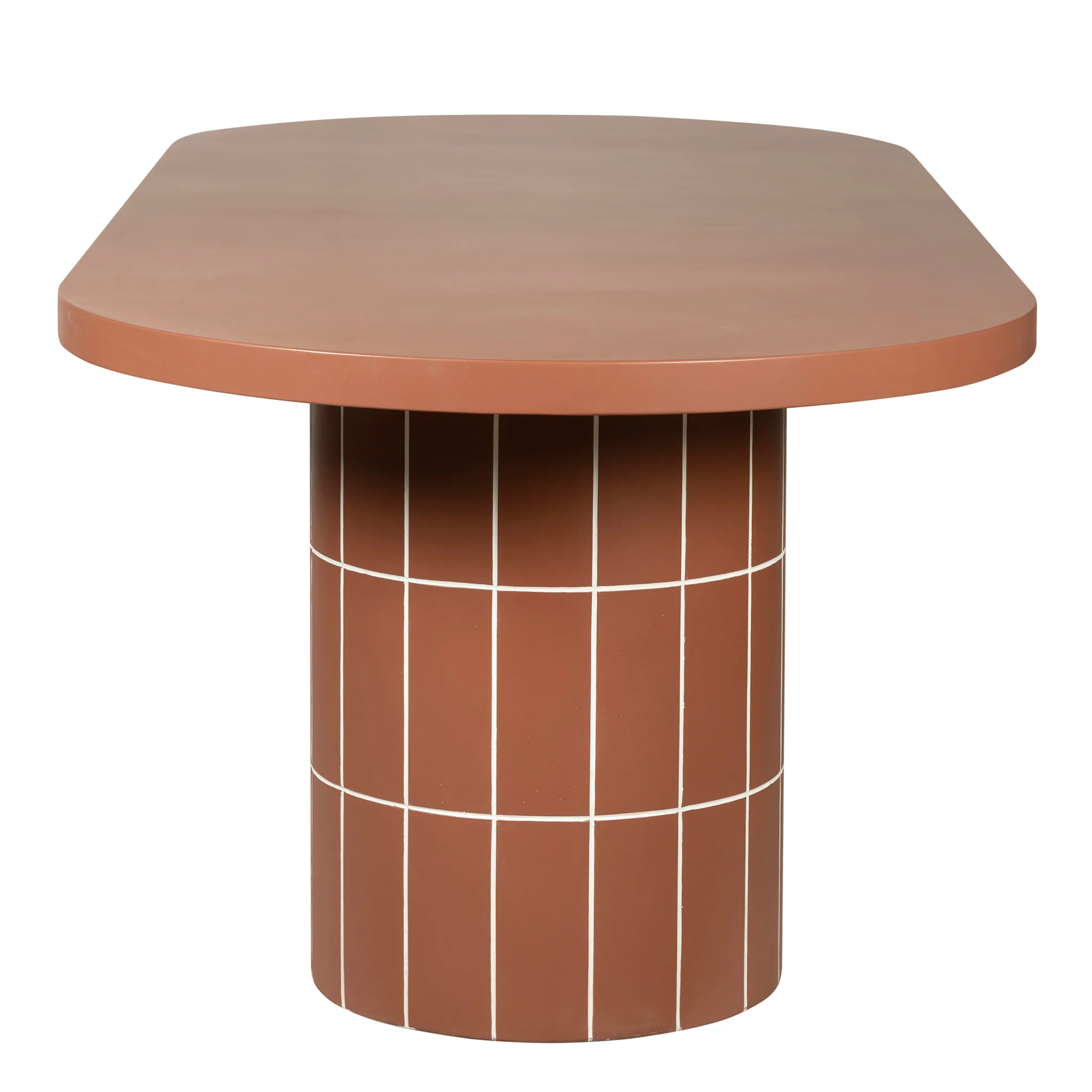 CDT12300-CO 2.4m Concrete Oval Dining Table - Terracotta - Image 4