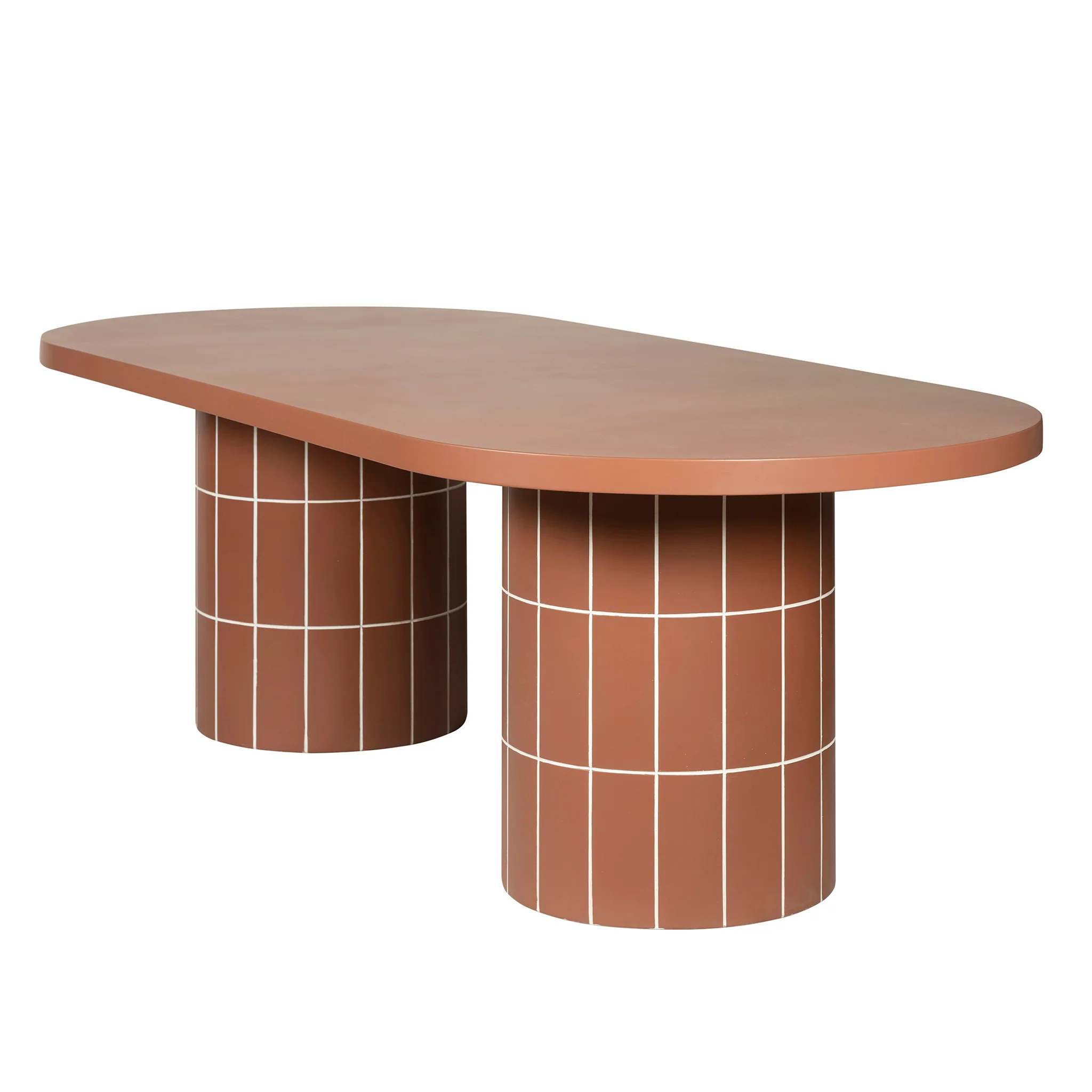 CDT12300-CO 2.4m Concrete Oval Dining Table - Terracotta - Image 5