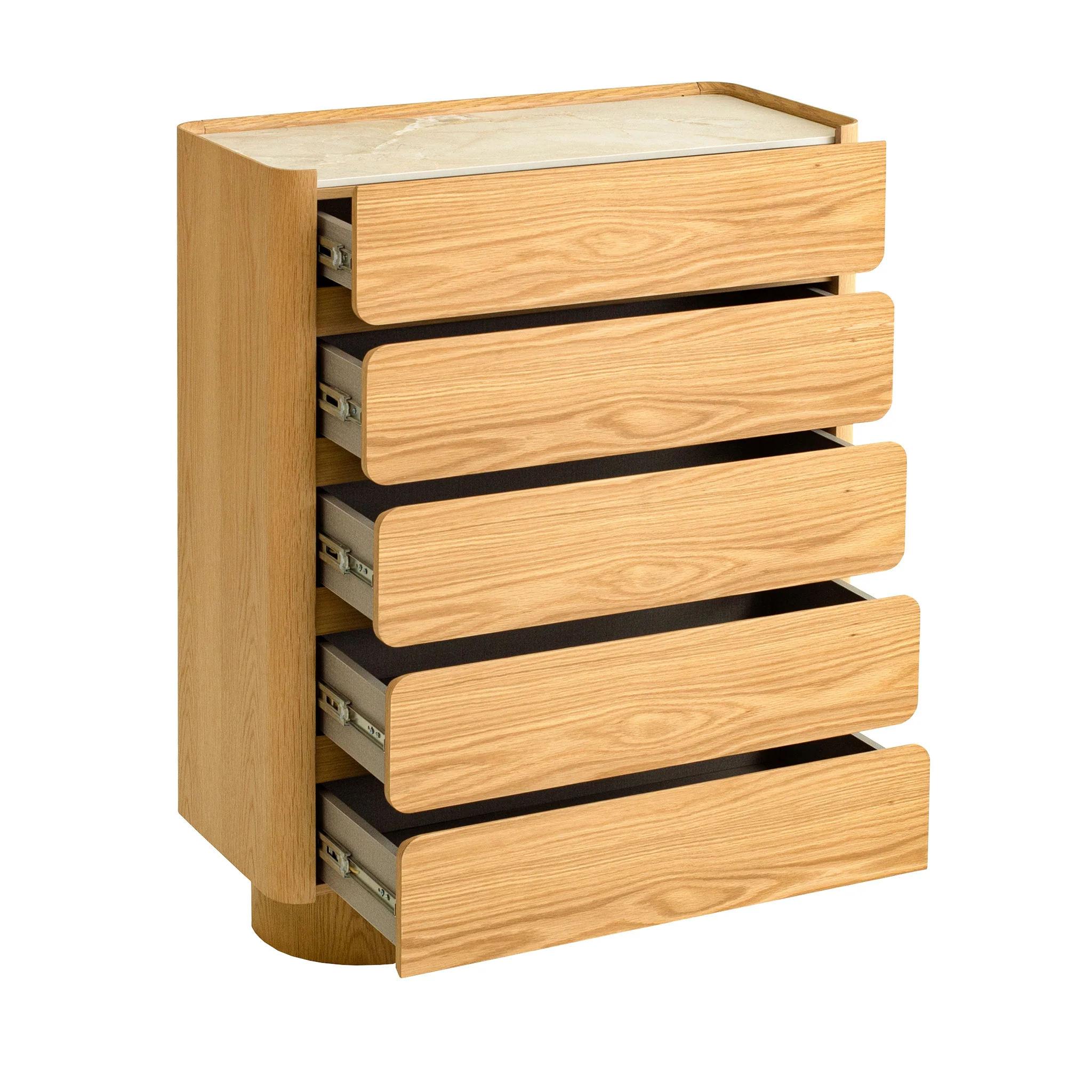 CDT12555-IG Stone Top Tallboy Drawer - Natural - Image 3