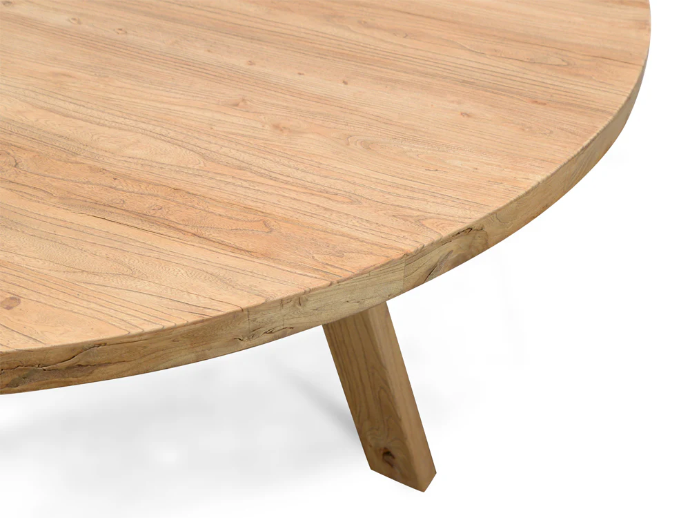 CDT142 Reclaimed Elm Wood 1.5m Round Dining Table - Image 4