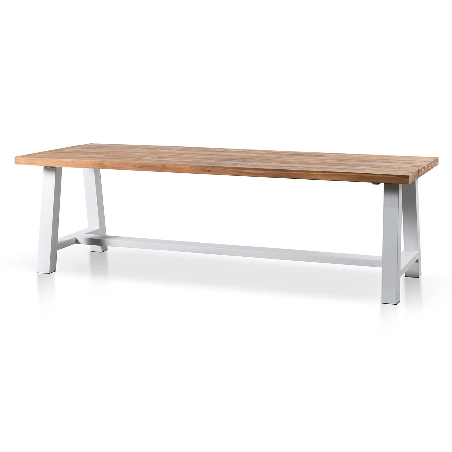 CDT2165-EM 2.5m Outdoor Dining Table - Natural Top and White Base - Image 3
